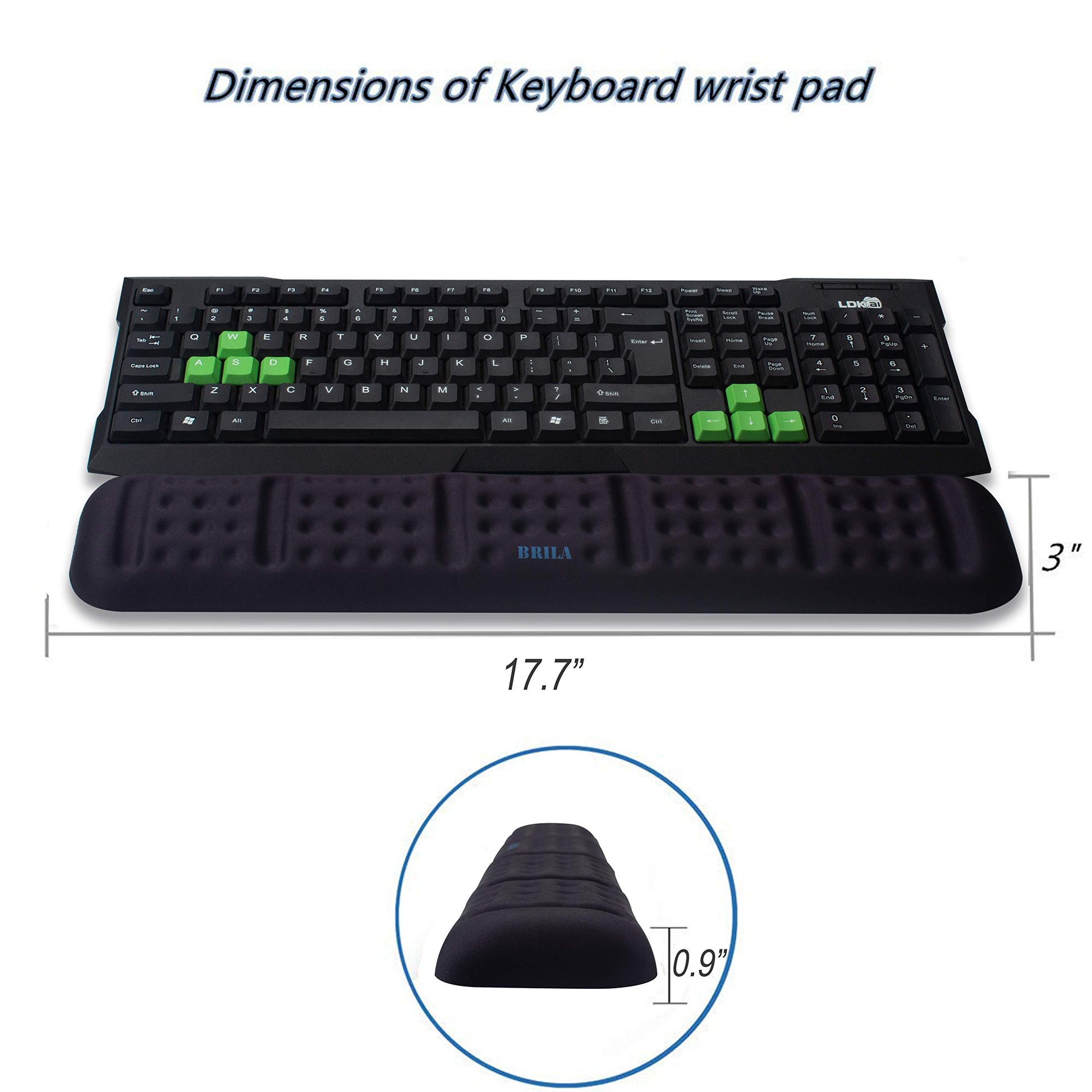 BRILA Upgraded Ergonomic Keyboard and Mouse Wrist Rest Support Cushion Pad Set - Comfy Soft Memory