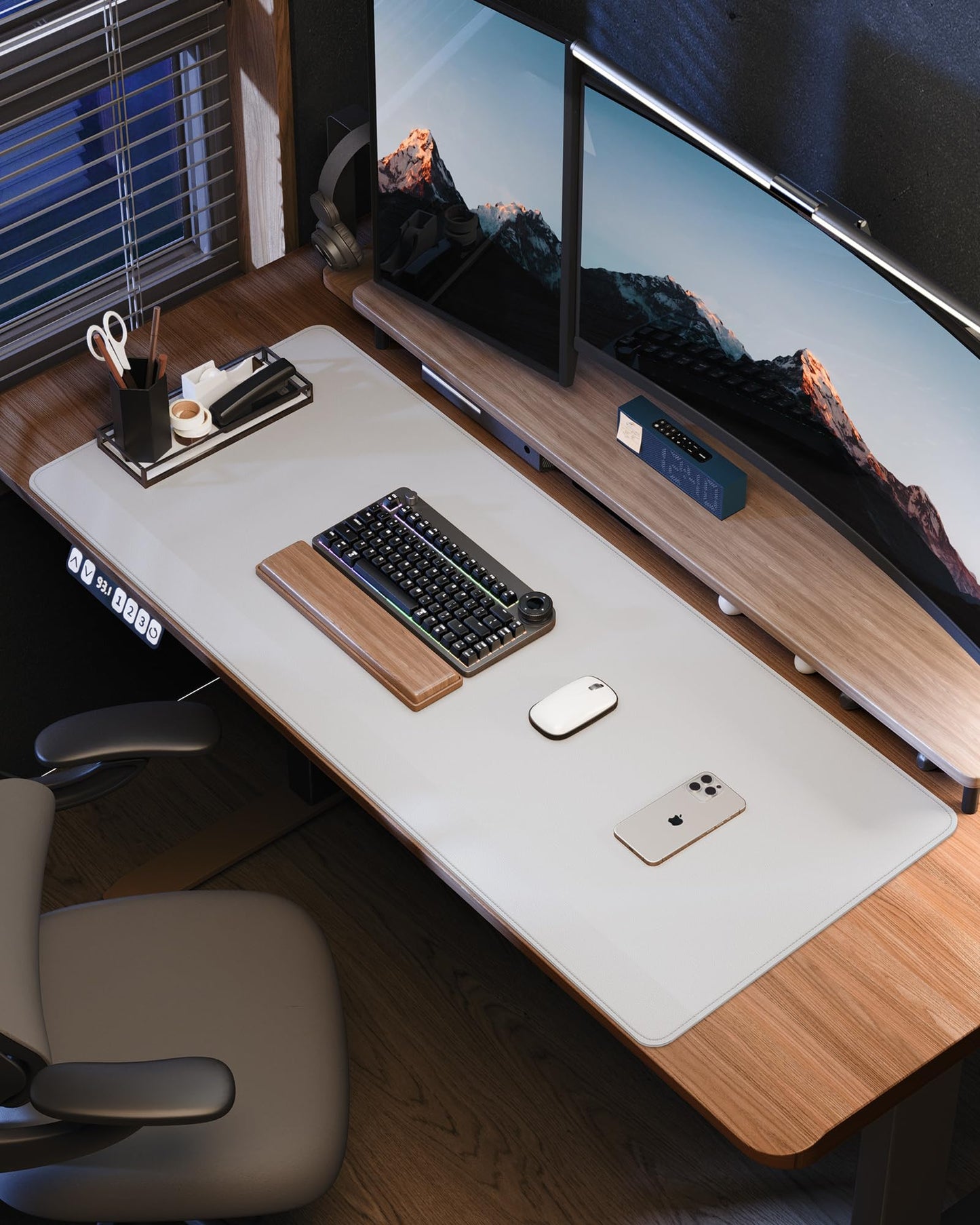 Leather Desk Pad Protector- 48" x 17" Office Desk Mat, Non-Slip PU Leather Mouse Pad, Waterproof