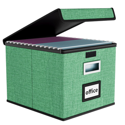 Huolewa File Organizer Box with Lids, Collapsible File Folder Organizer