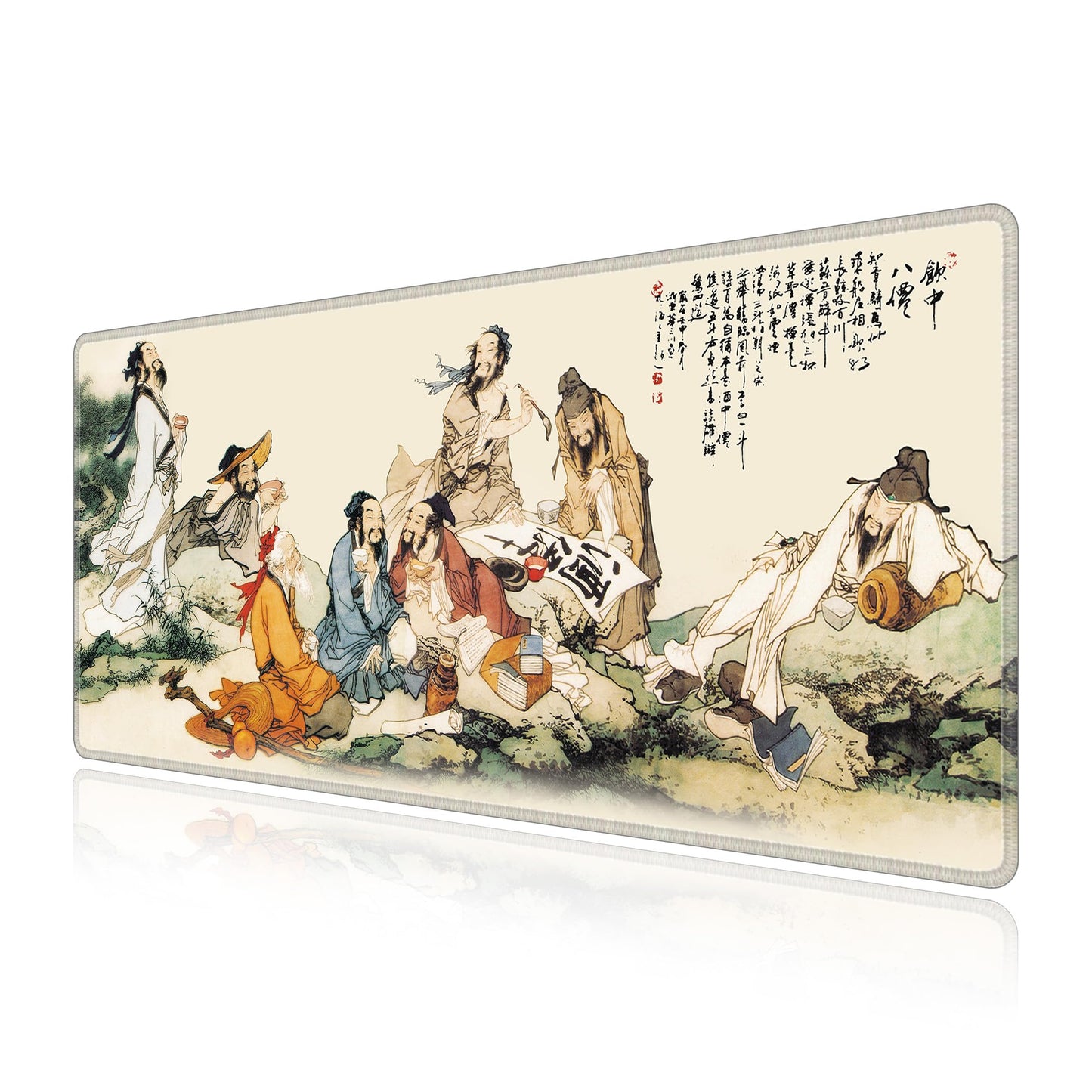 LL-COEUR XXL Landscape Gaming Mouse Pad Computer Keyboard Mat Office Desk Pad (Eight Immortals