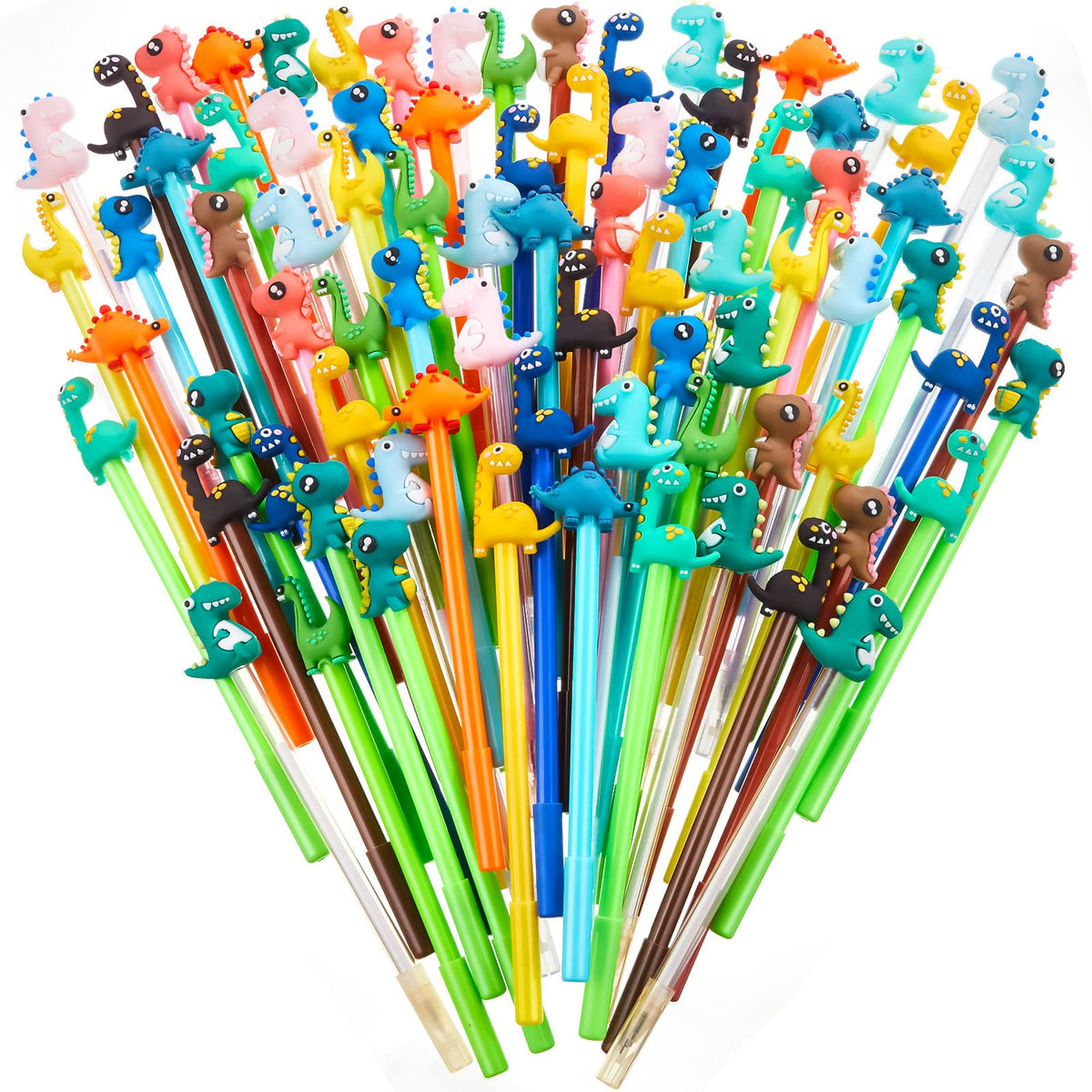 Marspark 80 Pcs Cute Cartoon Dinosaur Pens for Kids Back to School Gifts