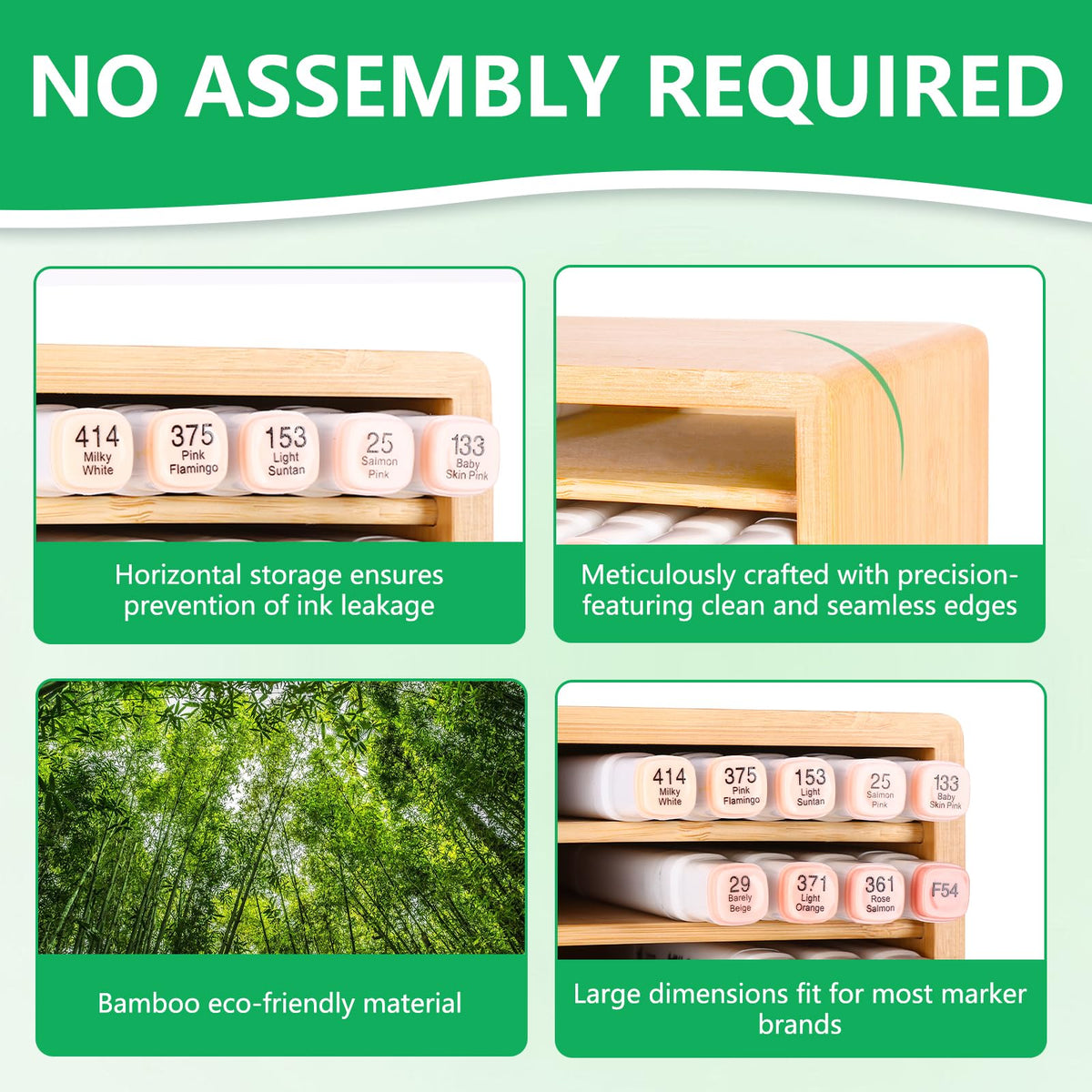 walowalo Bamboo Marker Organizer Markers 280pcs Markers Pen Holder Art Supply Pencil Storage