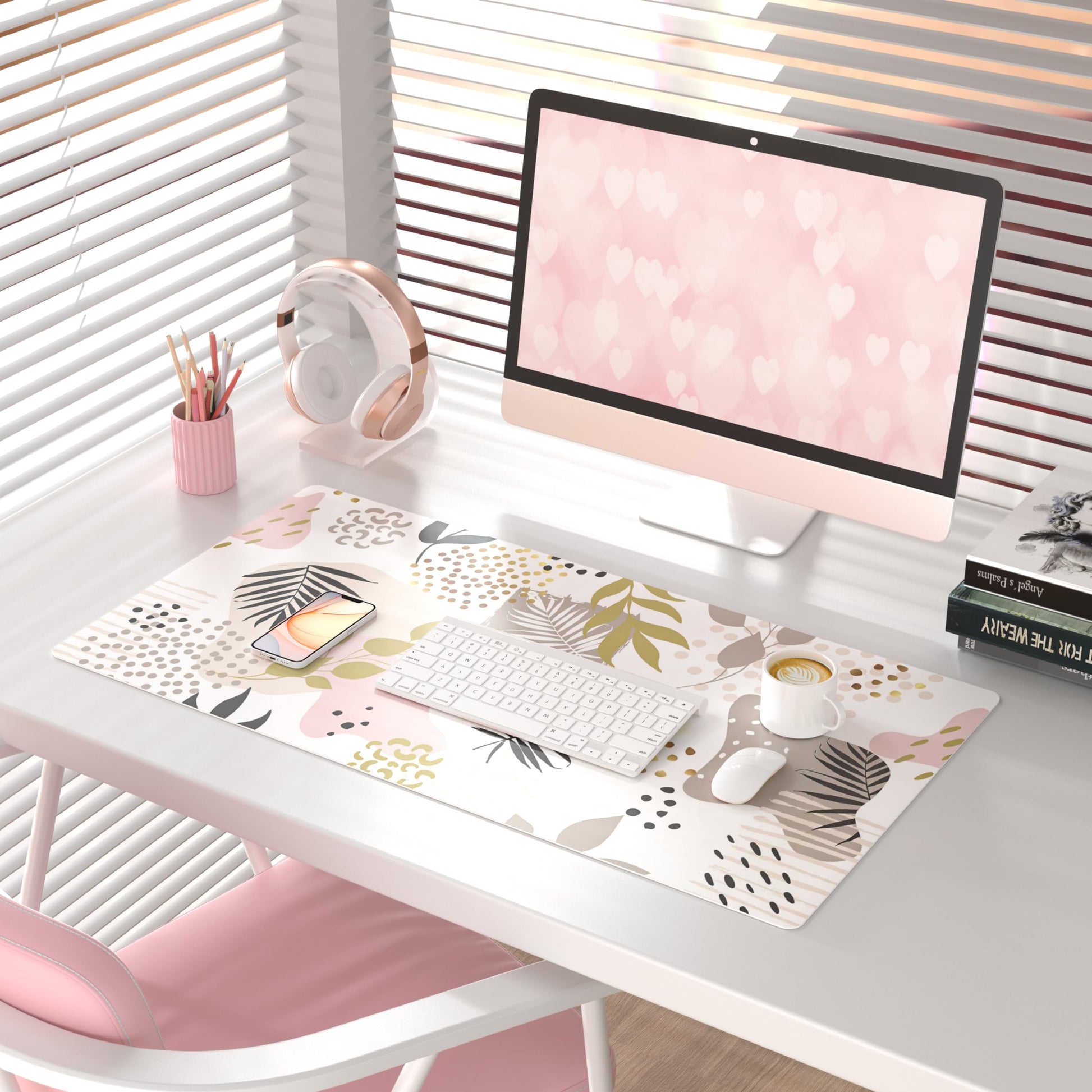 QiyI PU Leather Large Mouse Pad, Office Decor, 31.5" x 15.7", Tropical