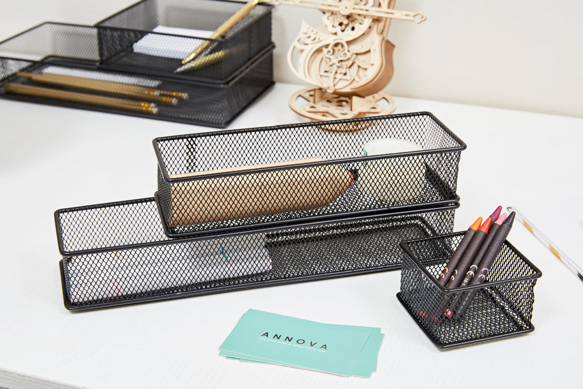 Annova Mesh Stackable Drawer Cabinet and Shelf Organizer Bins Storage Basket School Office Supply