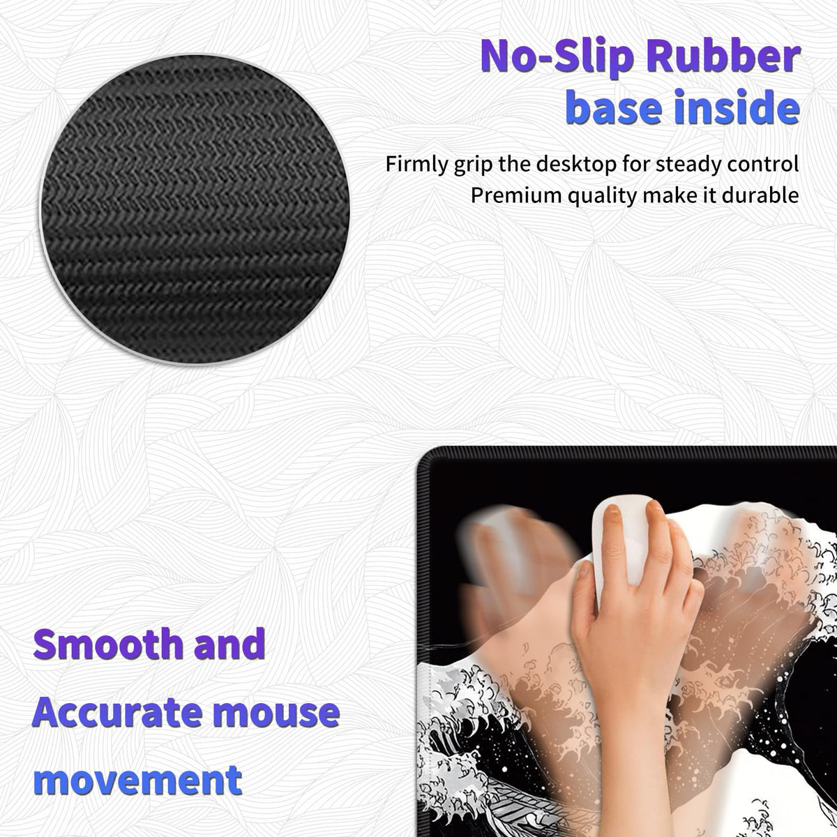 Large Mouse Pad, Desk Mat, XL Gaming Keyboard Mat, Non-Slip Rubber Base, Full Extended Mousepad for