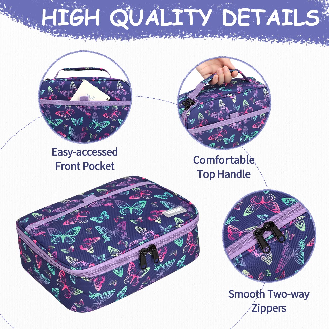 VASCHY Large Pencil Case Bag, Art Supply Marker Organizer Big Pen Pouch with 3 Detachable Layers