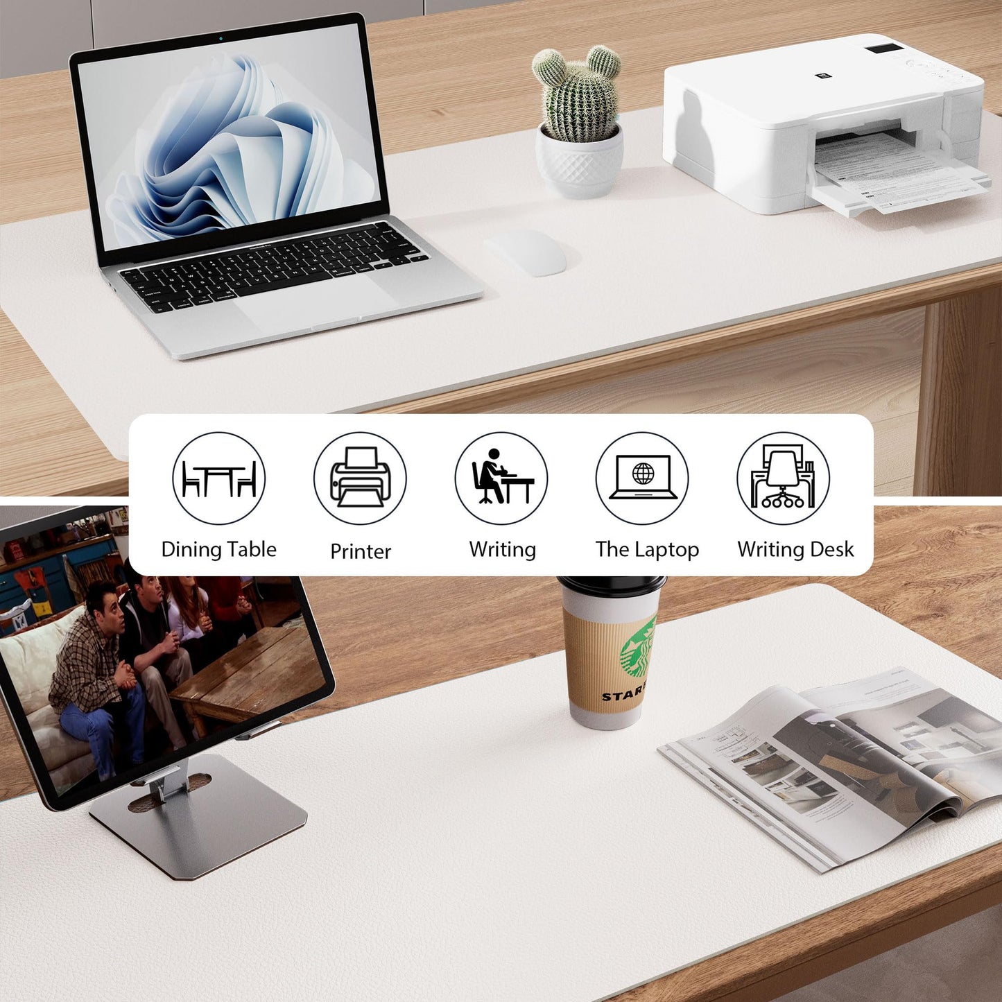 Aothia Leather Desk Pad Protector, Mouse Pad,Office Desk Mat, Non-Slip PU Leather Desk Blotter