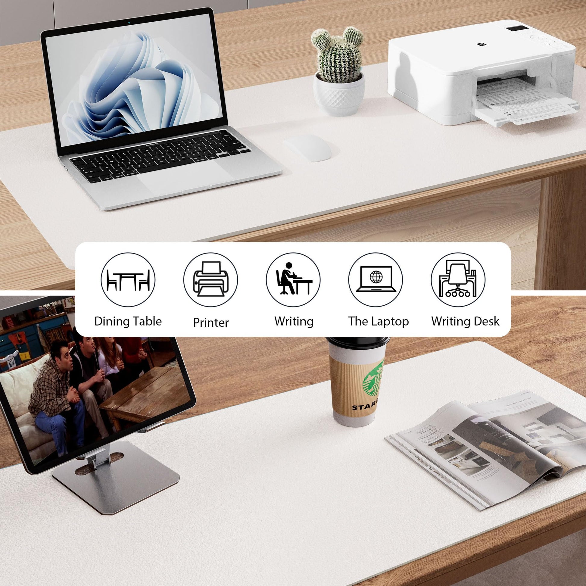 Aothia Leather Desk Pad Protector, Mouse Pad,Office Desk Mat, Non-Slip PU Leather Desk Blotter