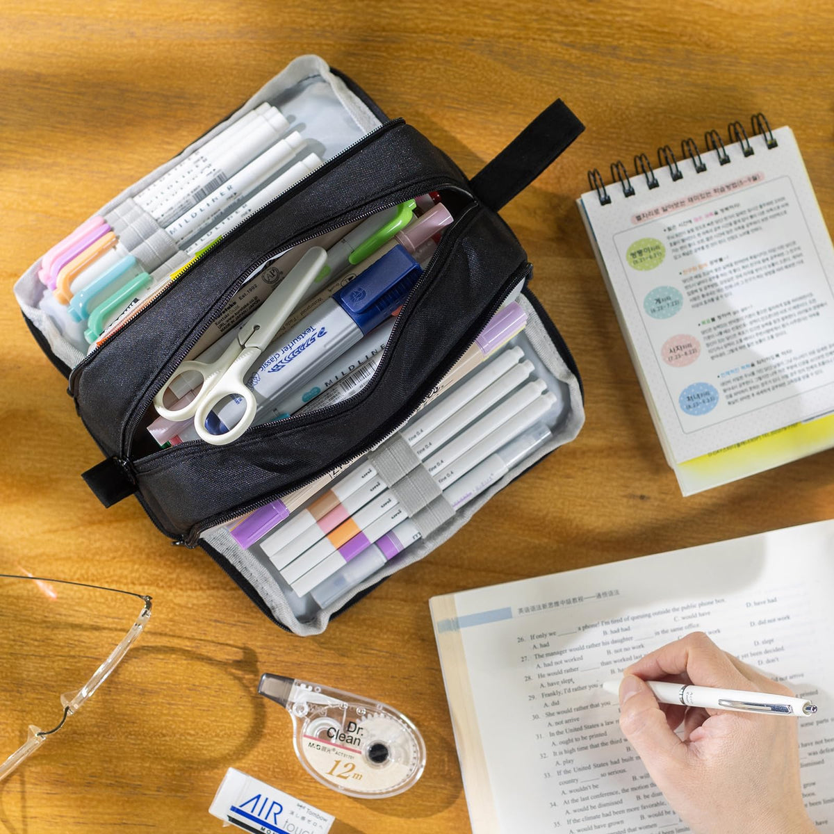 CICIMELON Large Capacity Pen Pencil Case with 4 Compartments, Multi-Slot Pencil Pouch Bag Aesthetic