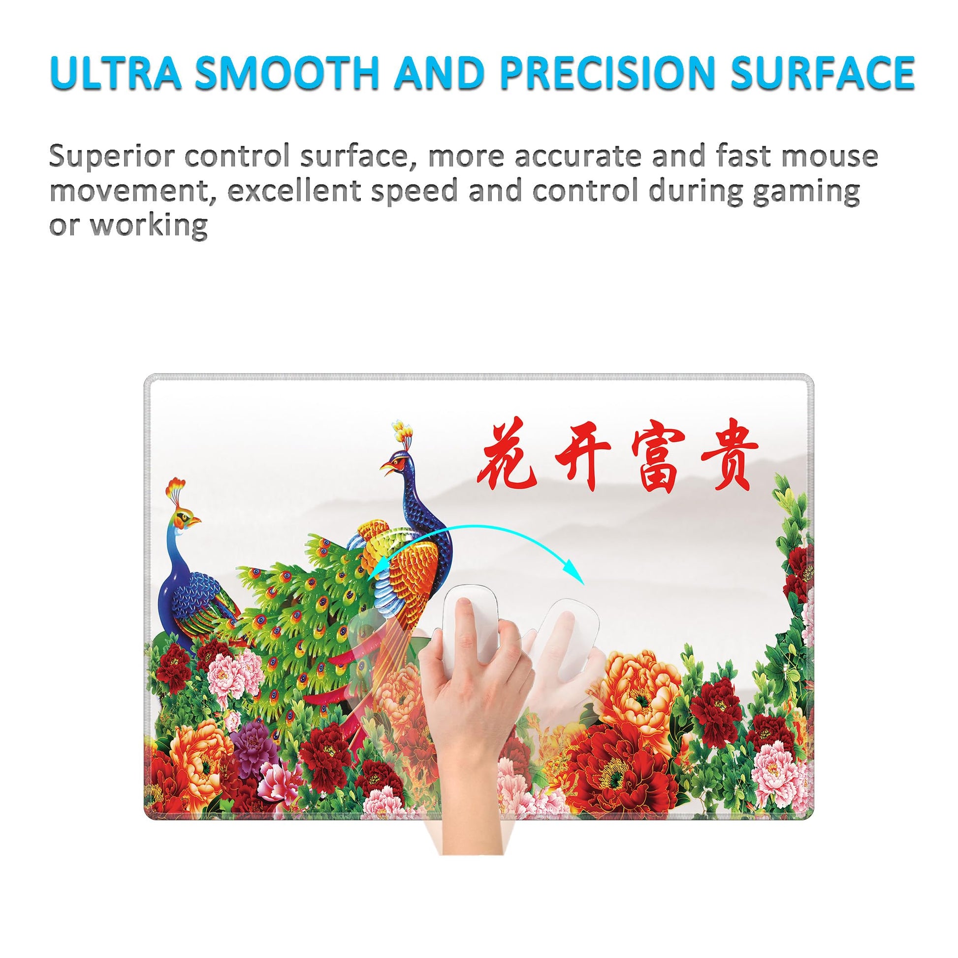 LL-COEUR XXL Landscape Gaming Mouse Pad Computer Keyboard Mat Office Desk Pad (Peacock, 23.6" x
