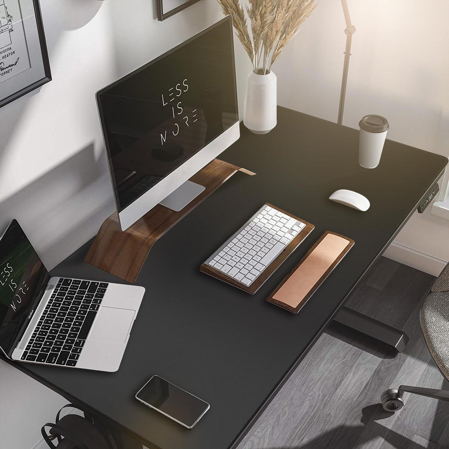 LL-COEUR Black Oversized Gaming Mousepad 55.1x27.5x0.12inch, XXL Long Waterproof Computer Laptop