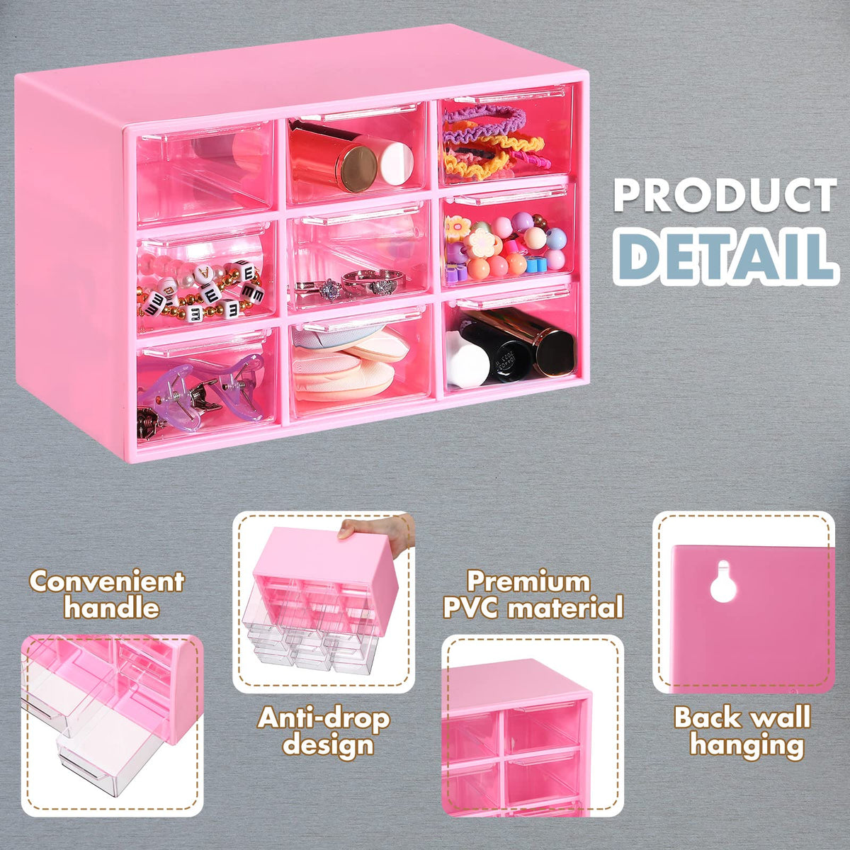 Amyhill 6 Pcs Mini Drawer Organizer Small Organizer with 9 Drawers Plastic Desktop Craft Storage