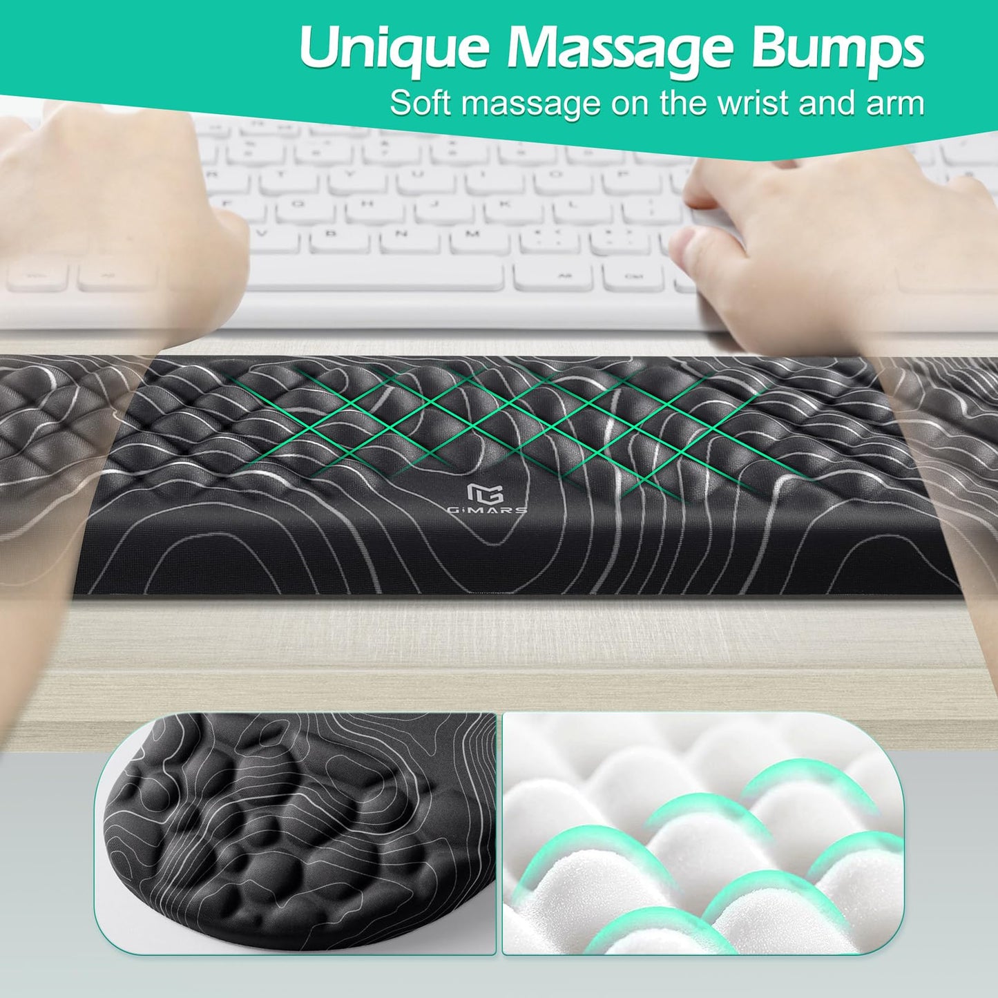 Gimars Upgrade Ergonomic Ultra-Soft Foam Keyboard Mouse Pad Wrist Rest Set, Smooth &Enlarge Wrist