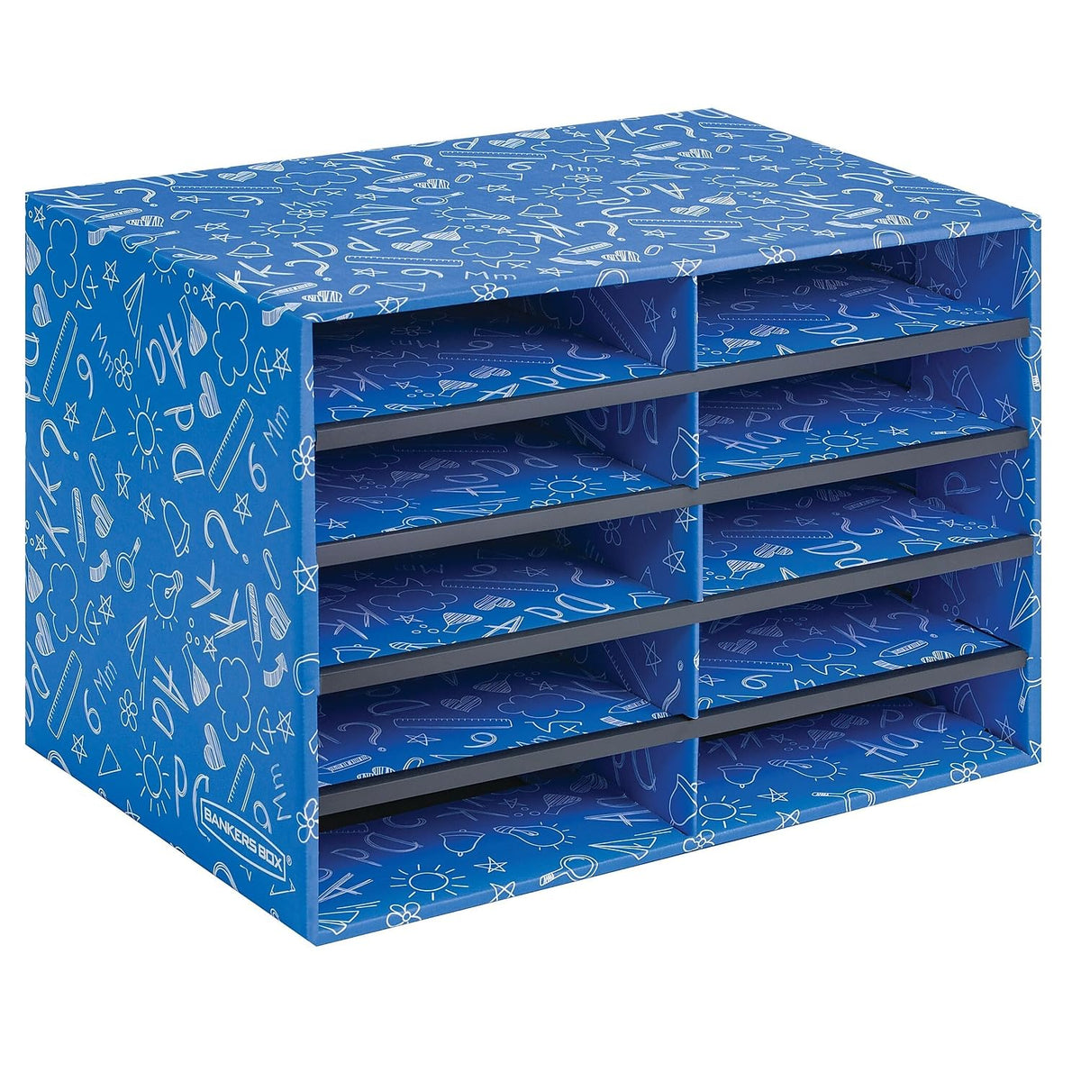 Bankers Box 10-Compartment Mail Sorter, 19.5" x 12.375", Blue