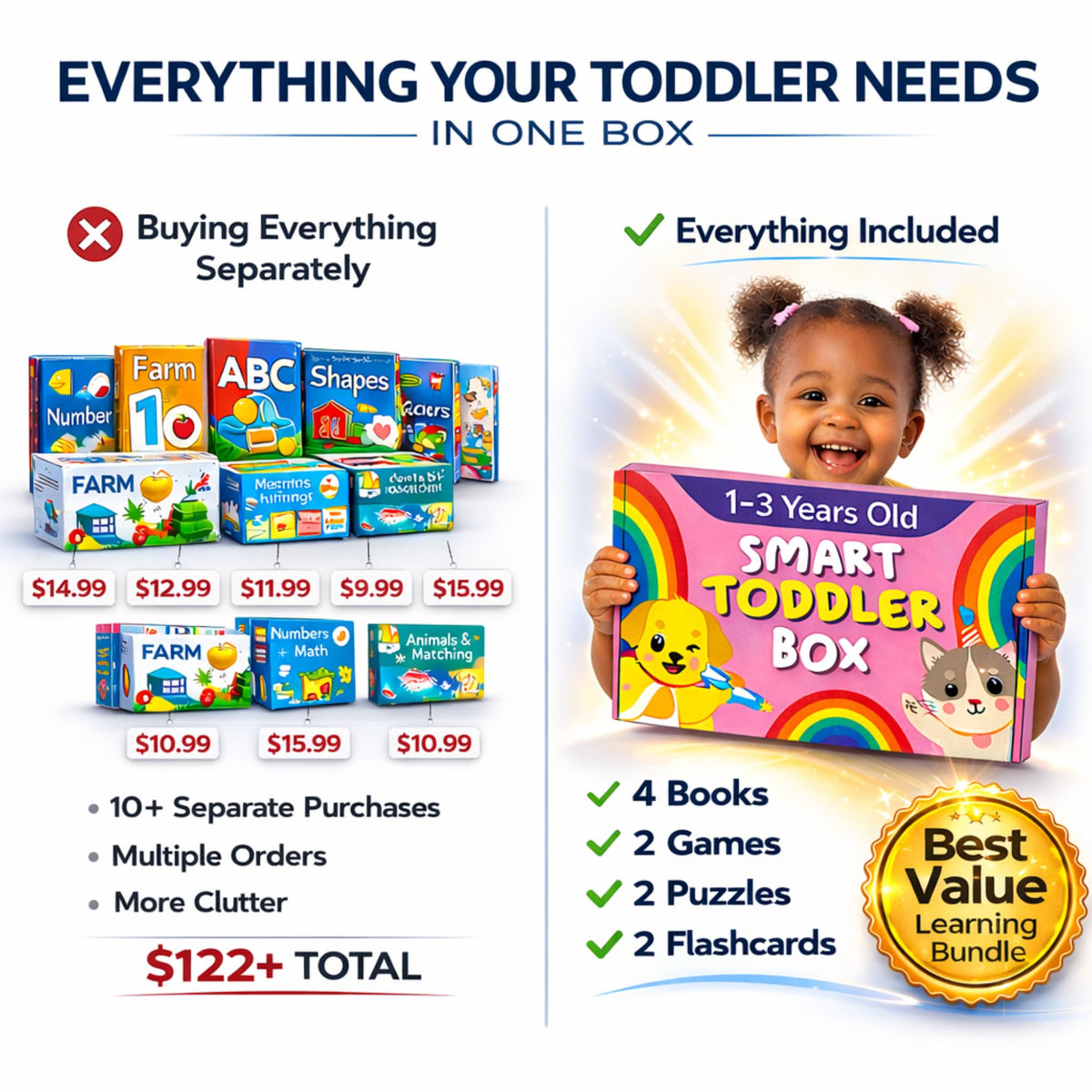 Preschool Montessori Learning Kit With Busy Book For Toddlers 1-3- Baby Flash Cards - Quiet