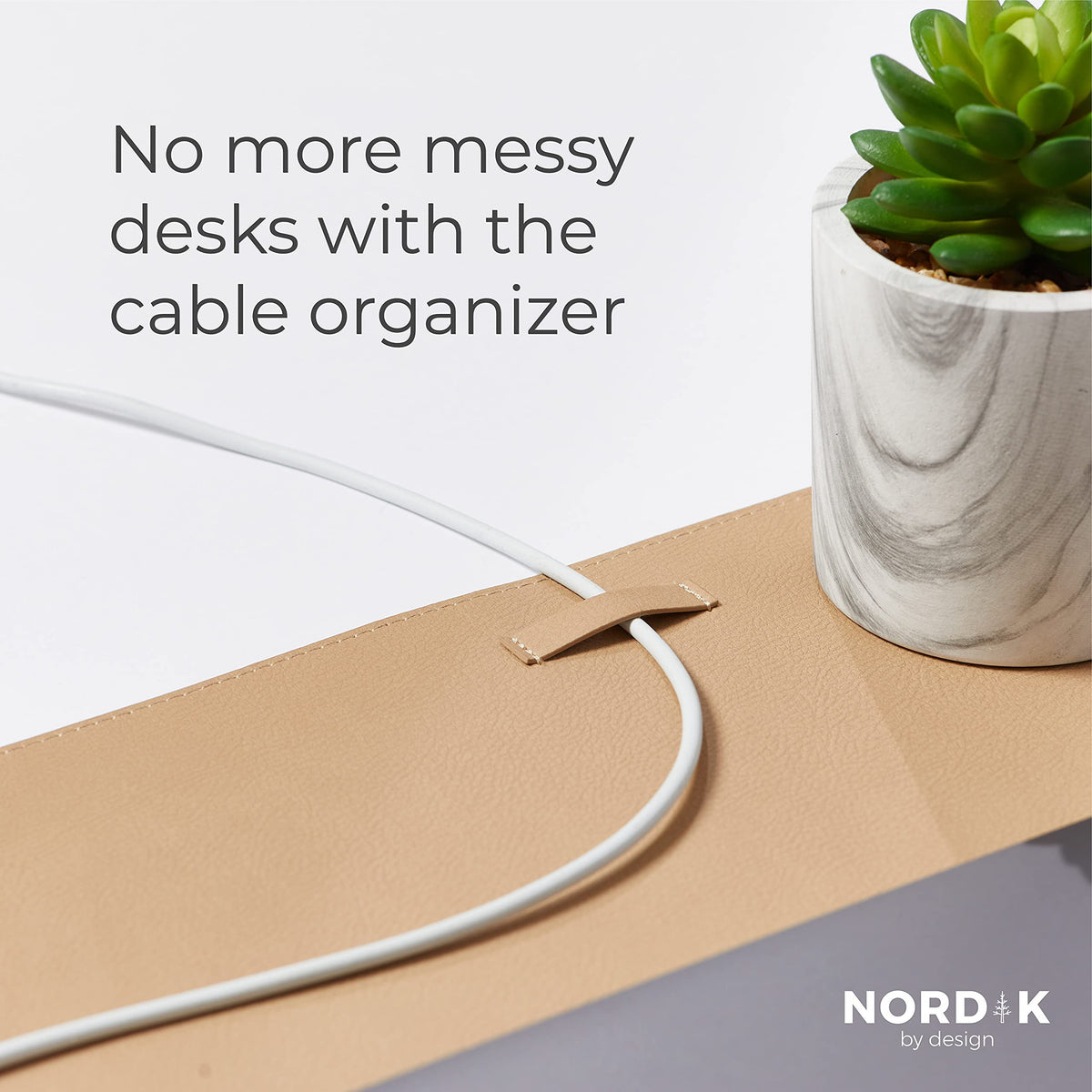 Nordik Leather Desk Mat -Champagne Beige- Large Leather Desk Pad 35x17 in