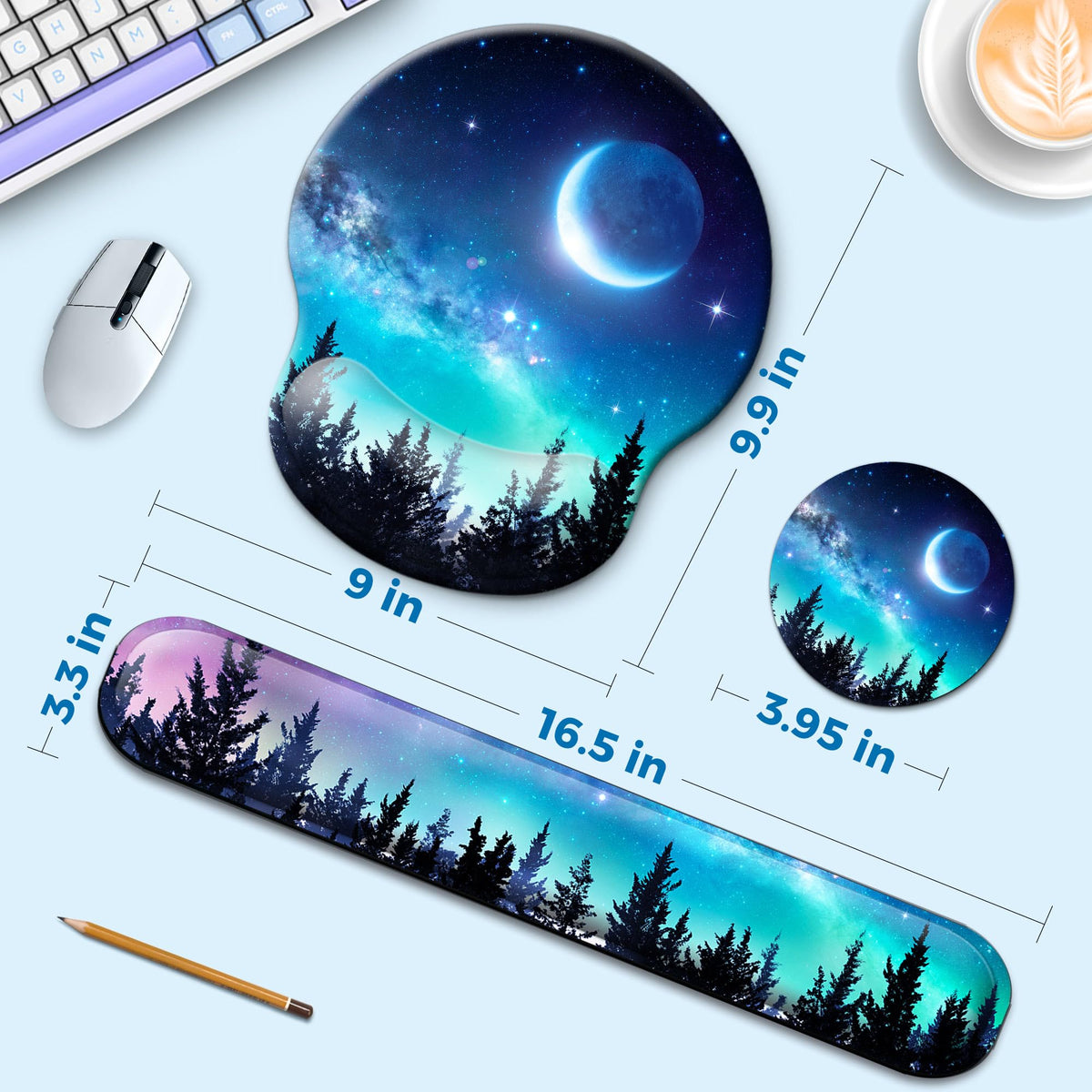 Wiabsi Mouse Pad and Keyboard Wrist Rest Support,Ergonomic Mouse Pad Set