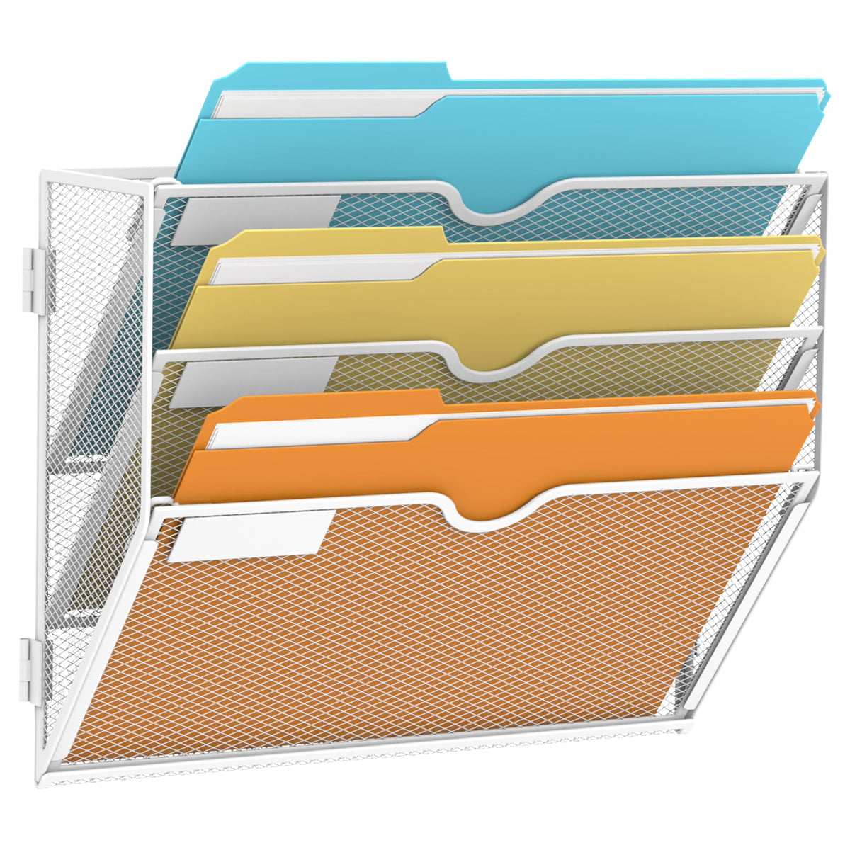 SUPEASY 3-Tier Wall File Organizer, Hanging Wall Mounted Mail Organizer with Label Slots, Metal