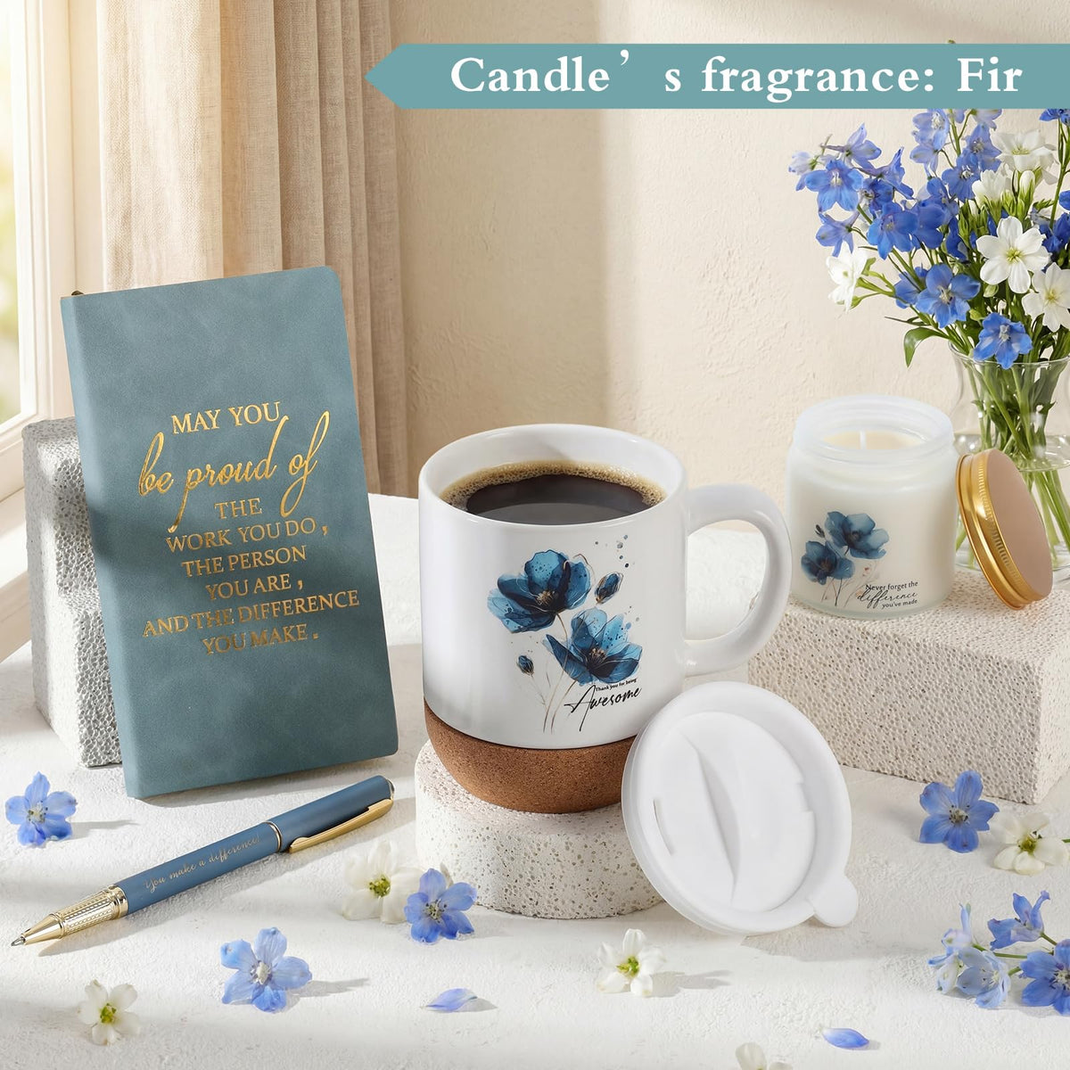 Sayglossy 4 Pcs Thank You Gift Set for Women Men Employee Coworker, Blue