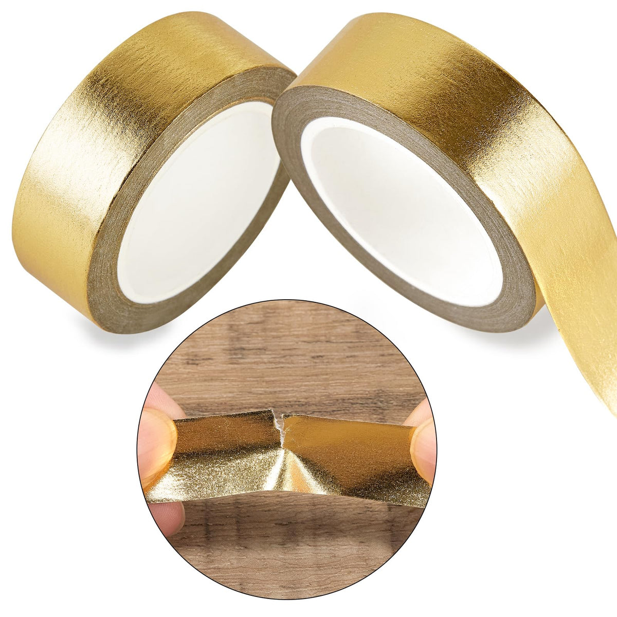 QDiShi 2 Rolls Gold Washi Tape for Wall Decor, Decorative, Foil Masking Tape, Low Tack, Self