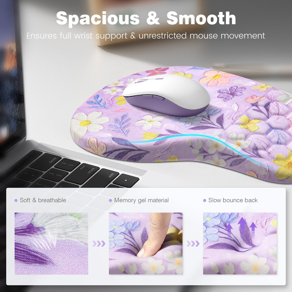 Ospelelf Keyboard Wrist Rest and Mouse Pad Set, Ergonomic Memory Foam Wrist Support, Aesthetic Desk