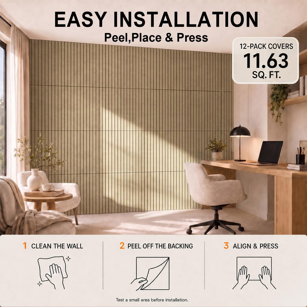 Baysola Stripe Felt Bulletin Board Tiles, Cork Board Alternative 48 x 36 in