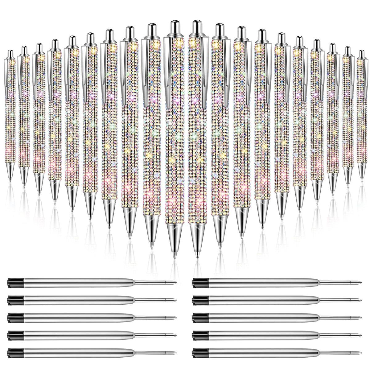 ZSMKJIAYE 20Pcs Rhinestone Metal Ballpoint Pens Bling Pens Bulk Fancy Sparkly Crystal Diamond Pens