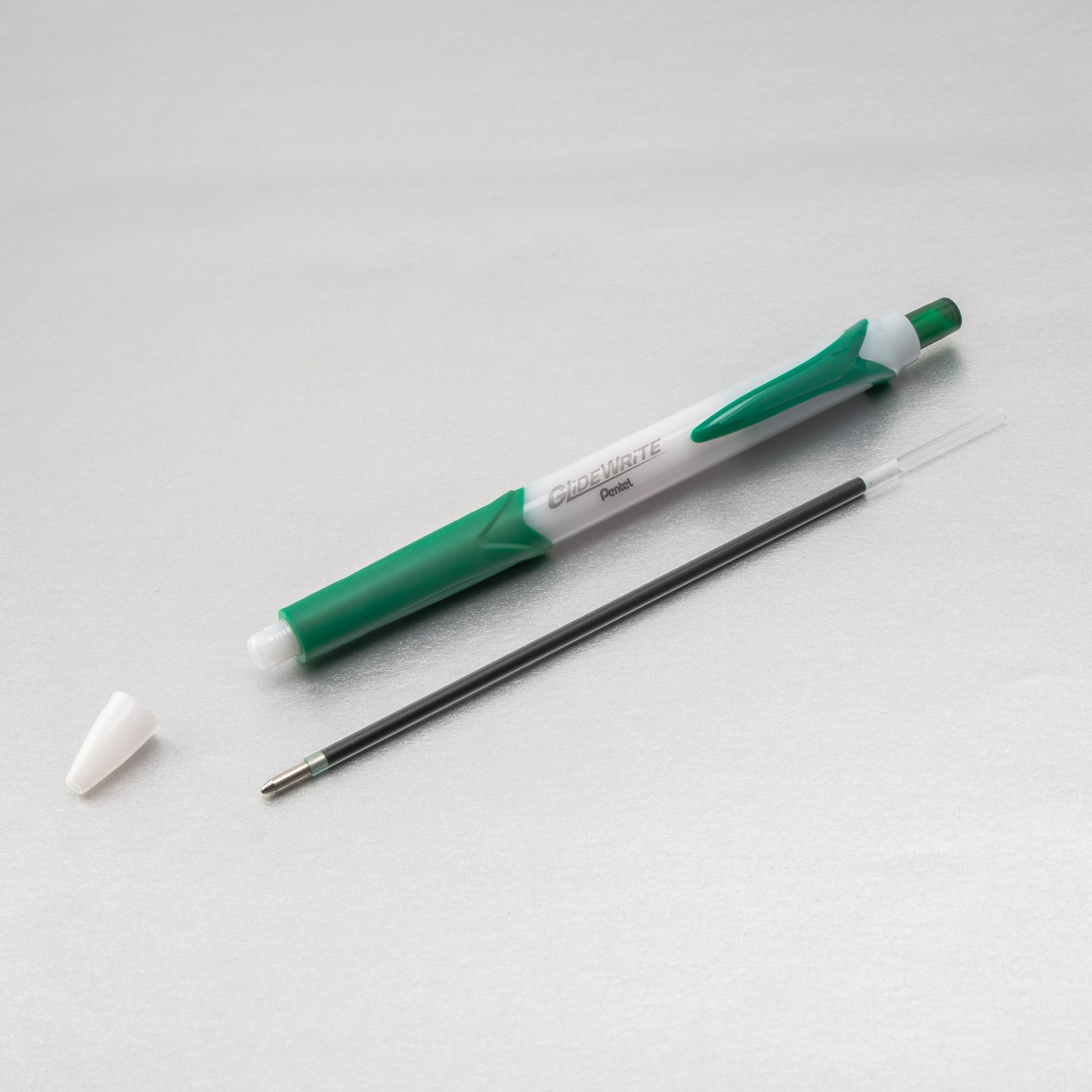 Pentel GlideWrite Ballpoint Pen with TechniFlo Ink, (1.0mm) Medium Line, Green, Box of 12 (BX910-D)