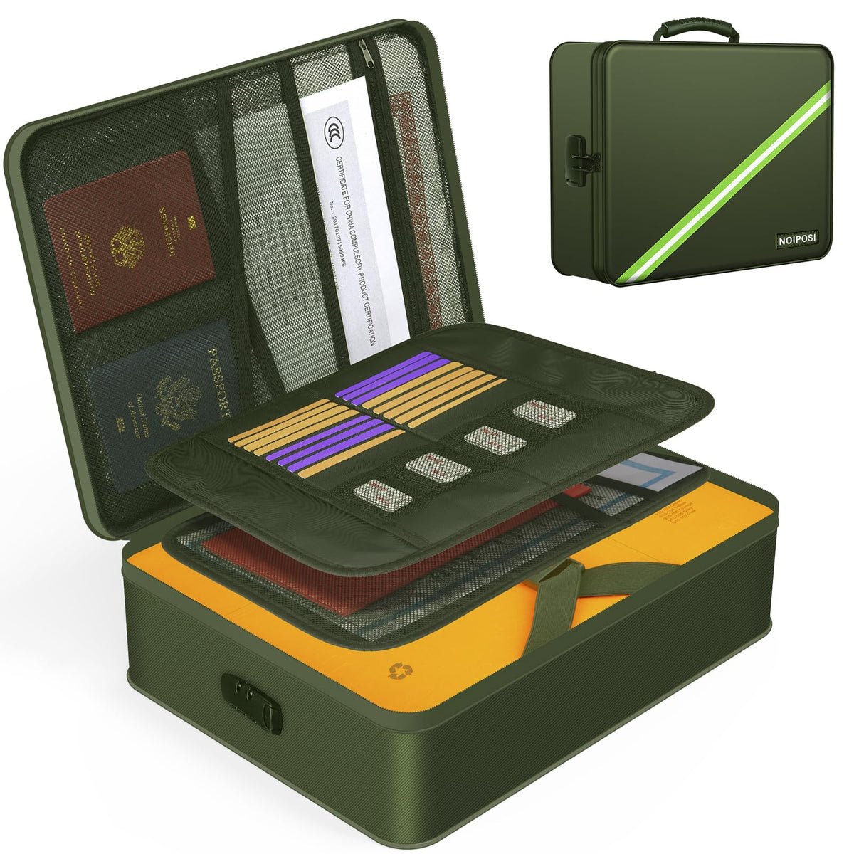 Noiposi 5200℉ Fireproof Document Box with Lock 8 Layers Water Resistant