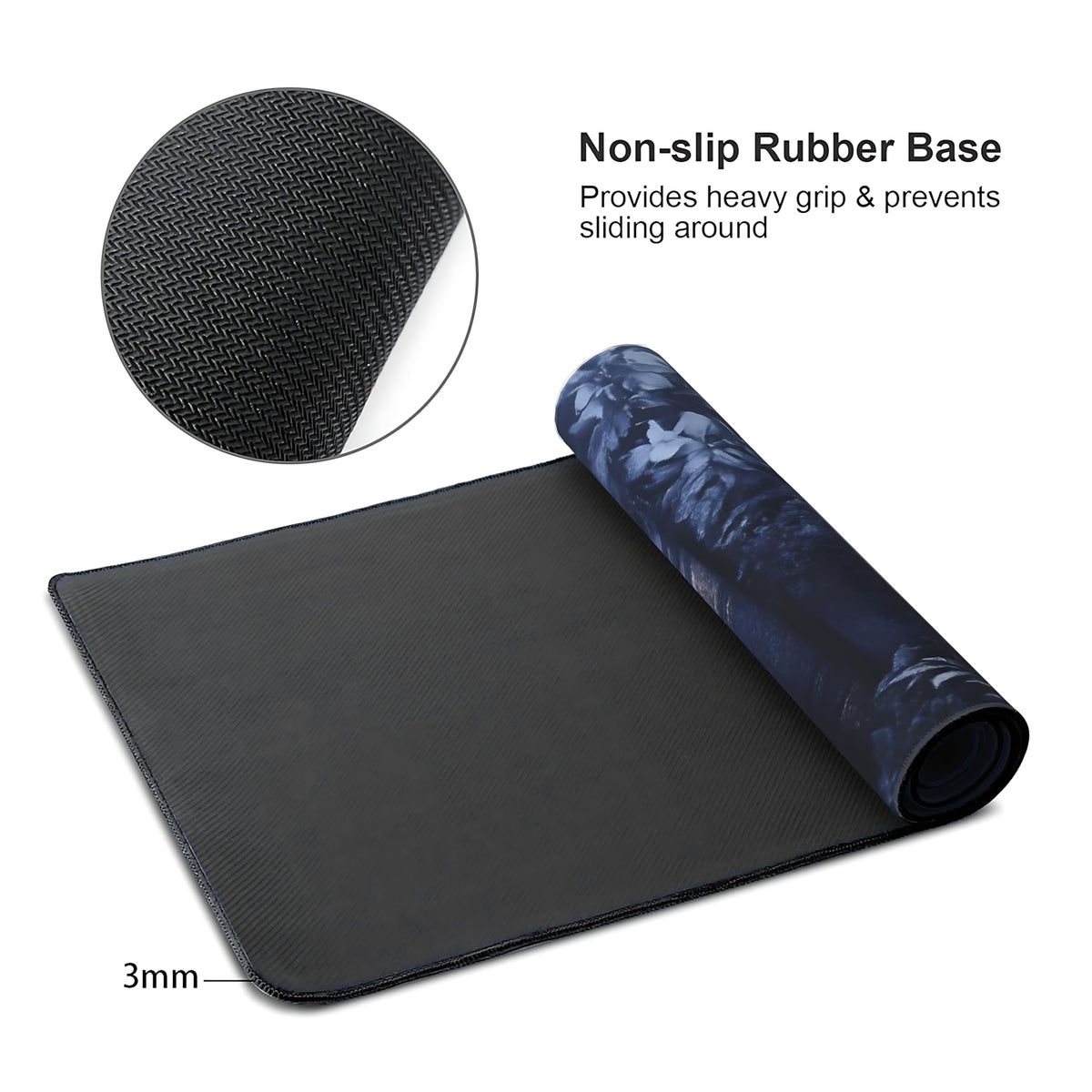 Floral Aesthetic Book Gaming Mouse Pad, Purple Dark Romanticism Desk Mat with Anti-Slip Base &