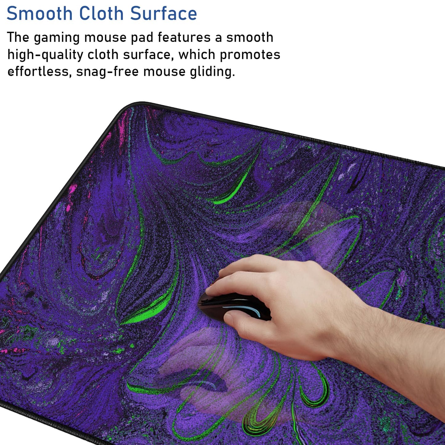 Large Mouse Pad with Stitched Edges, Durable Non-Slip Natural Rubber Base