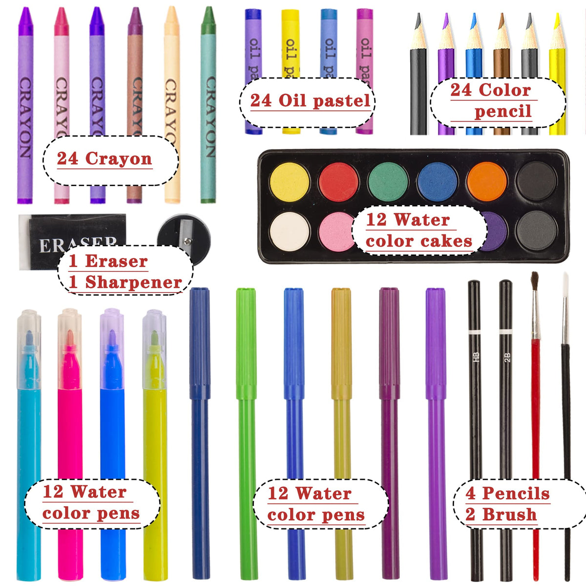KINSPORY 150PC Art Set with Sketch Book, Coloring Art Kit Drawing Art Supplies Case, Markers Crayon