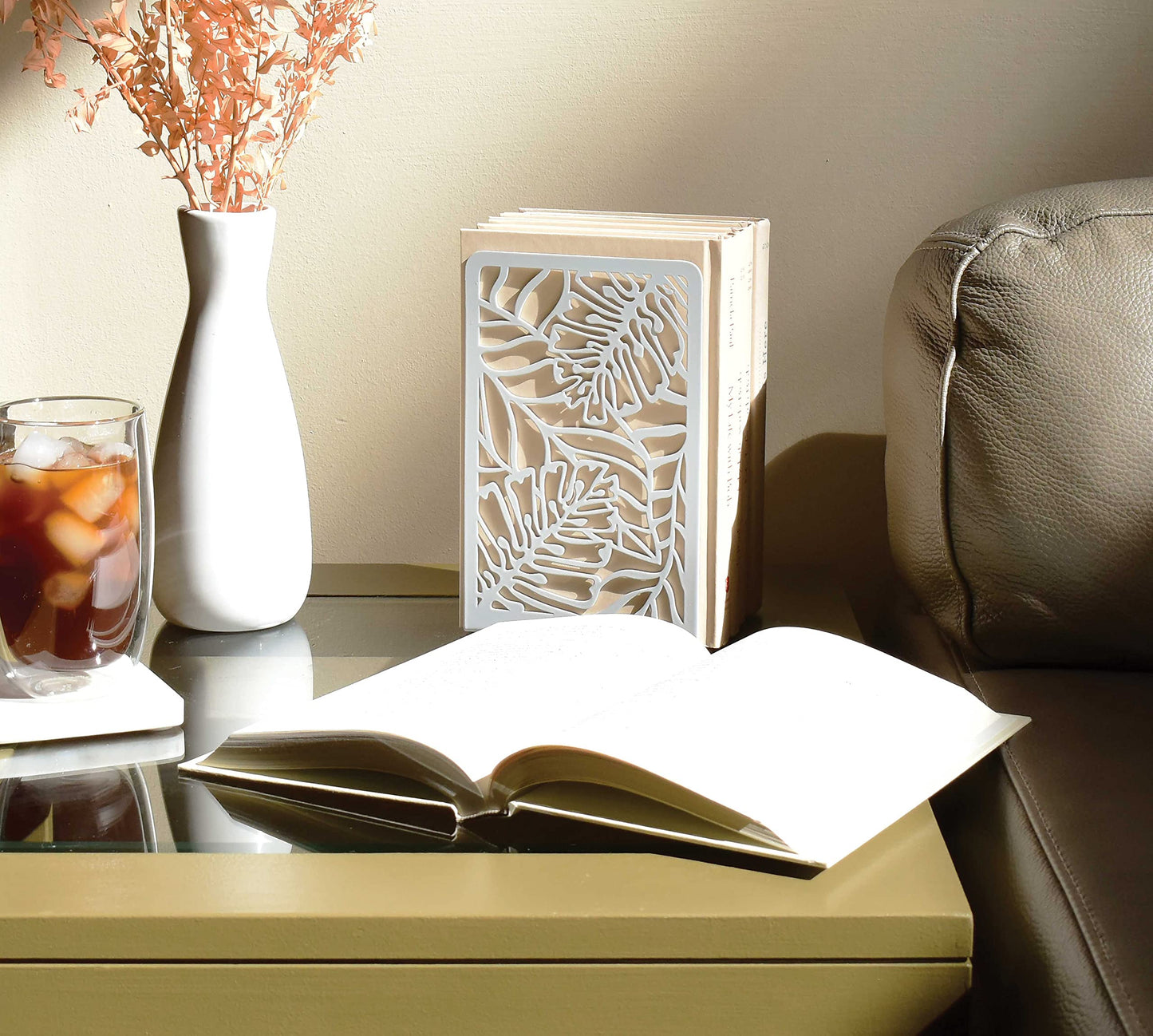 CNK Premium BookEnds for Heavy Books - Metal Book Stoppers for Book Shelves - Decorative Home