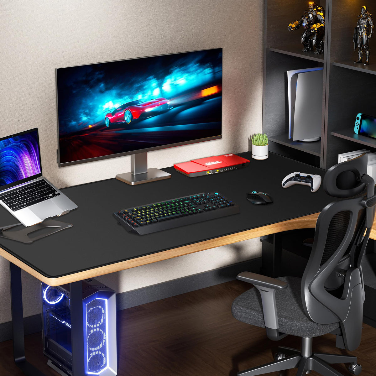 LL-COEUR XXL Black Mouse Pad Gaming Keyboard Mat Laptop Office Desk Mat (51.1" x 23.6" x 0.12")
