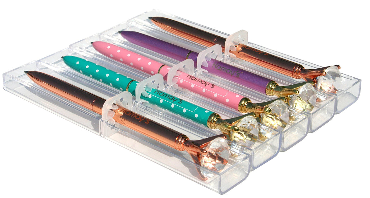 Kamay's 5PCS Diamond Pen Metal Ballpoint Pen with Big Crystal Diamond Funky Design Queen's Scepter