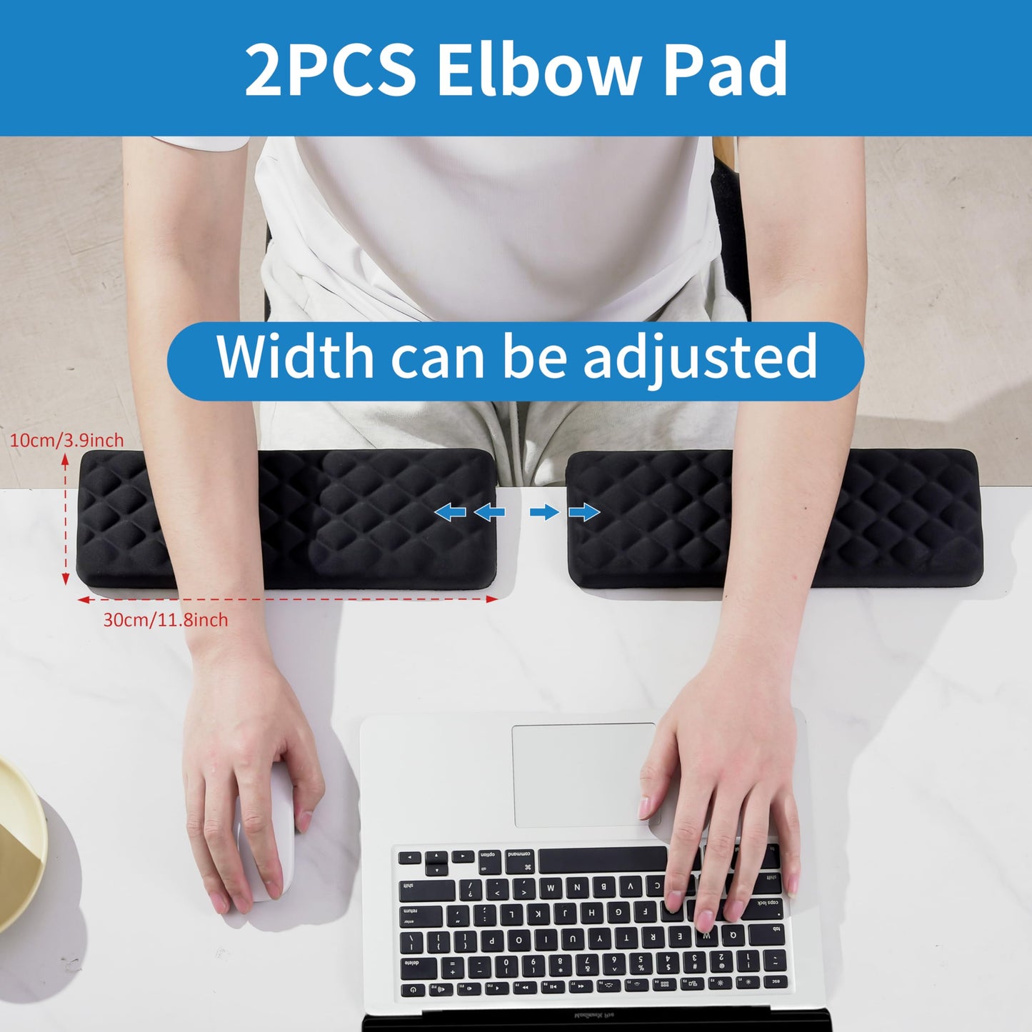 MEKASS L-Shaped Desk Elbow Pad for Desk, Memory Foam Elbow Support Padding with Non-Slip, Ergonomic