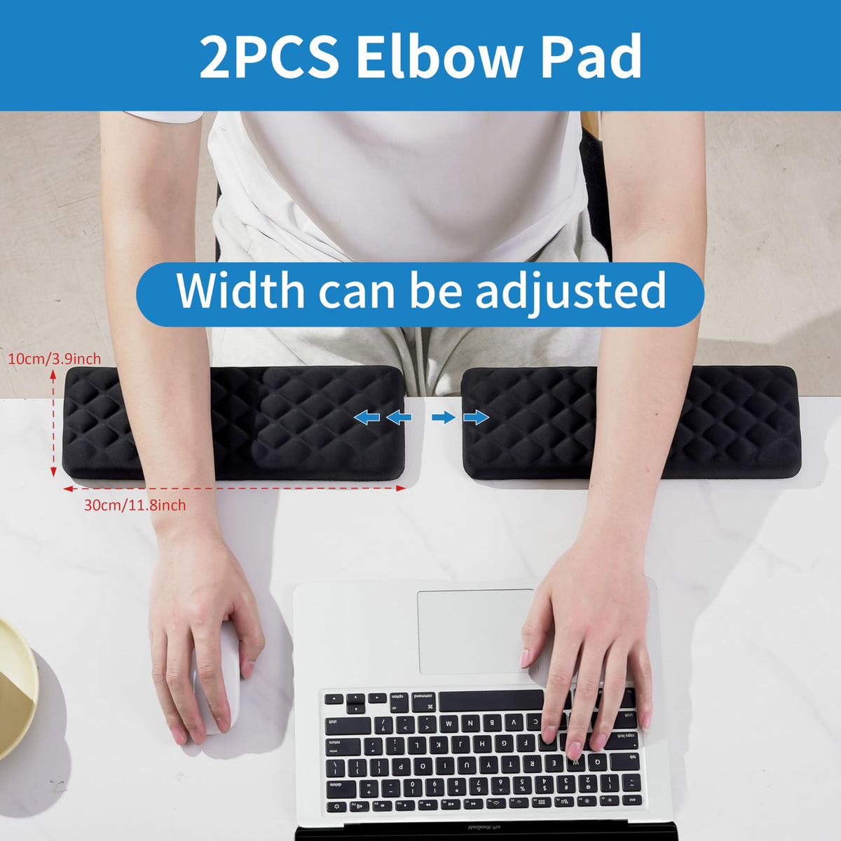 MEKASS L-Shaped Desk Elbow Pad for Desk, Memory Foam Elbow Support Padding with Non-Slip, Ergonomic