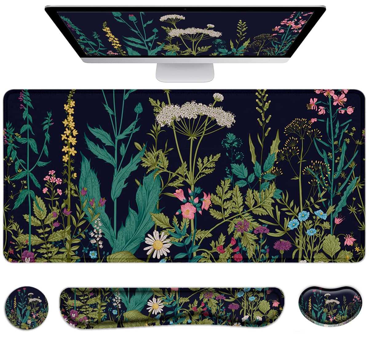 Large Mouse Pad with Wrist Rest, 4-in-1 Wrist Rest for Keyboard and Mouse