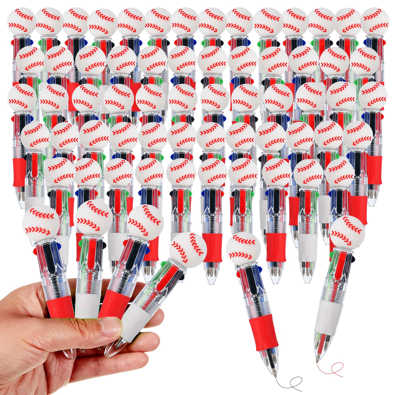 Zhirlyn Baseball Party Favors baseball Pens Multicolor Pen in One Cute Fun 4-in-1 Pens Bulk Cool