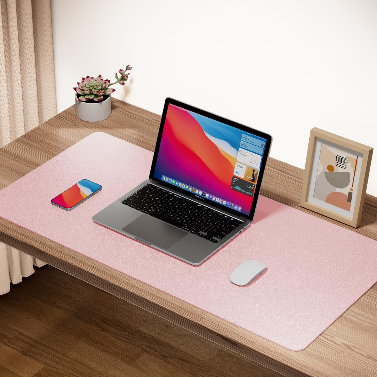 Boutilon Leather Desk Pad Protector,Non-Slip Mouse Pad,Laptop Desk Pad,Office Mouse Mat,Waterproof