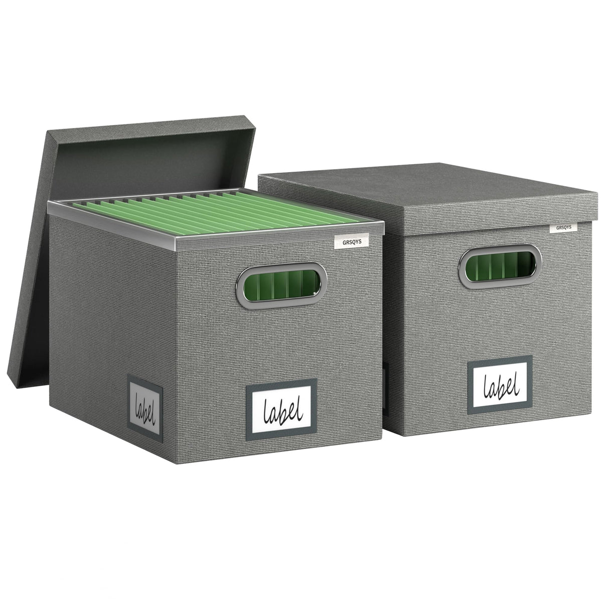 GRSQYS File Organizer Box - File Boxes for Hanging Files with Lid Set of 2 Decorative Hanging