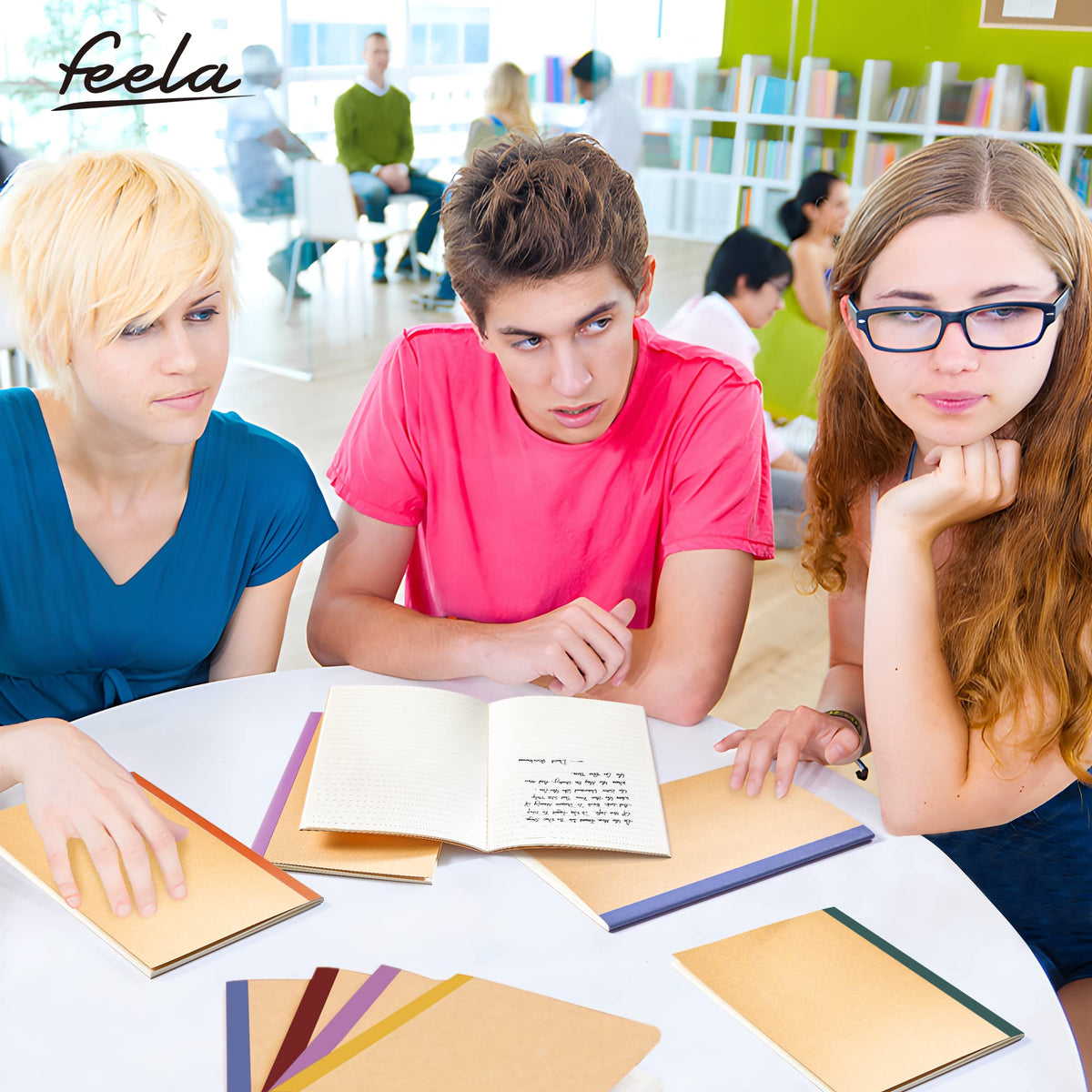 feela 16 Pack Composition Notebooks Bulk, Kraft Cover Lined Blank College Ruled Composition Travel