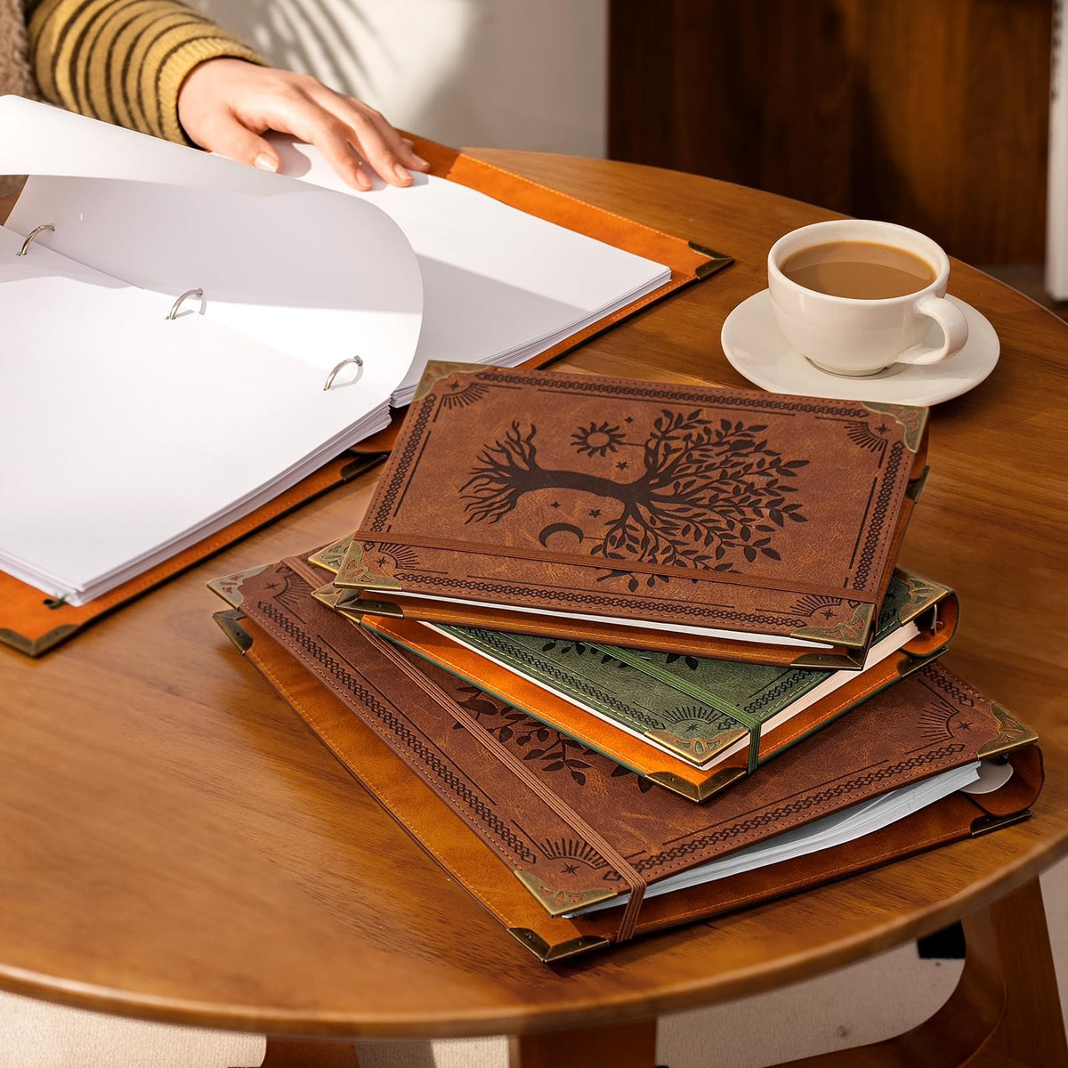 Ovesmusl PU Leather 3 Ring Binder 1 Inch Fits 8.5"x11" Letter Size Paper