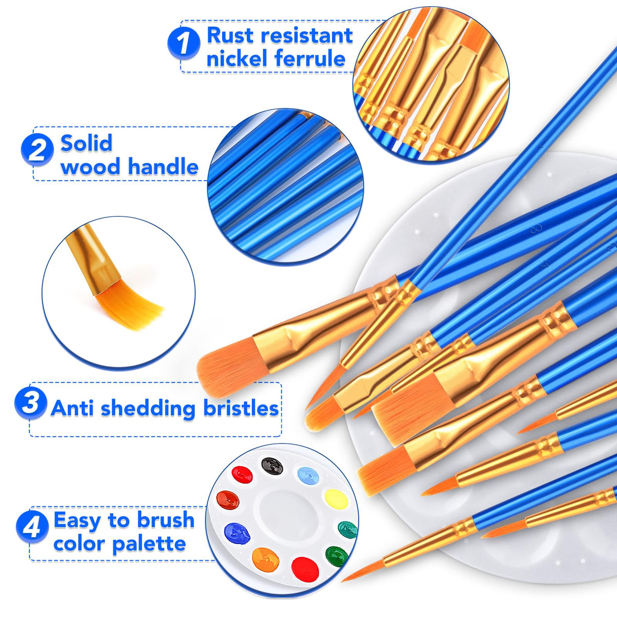 AROIC Paint Brush Palette Set,24 Pack/240Pcs Brushes and 24 Tray Palettes