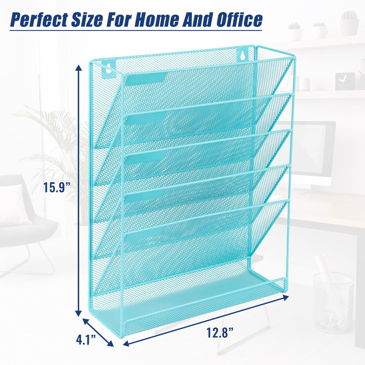 EASEPRES Desk File Organizer Mesh 6-Tier, Hanging Wall Mount Document Organization Stand, Desktop