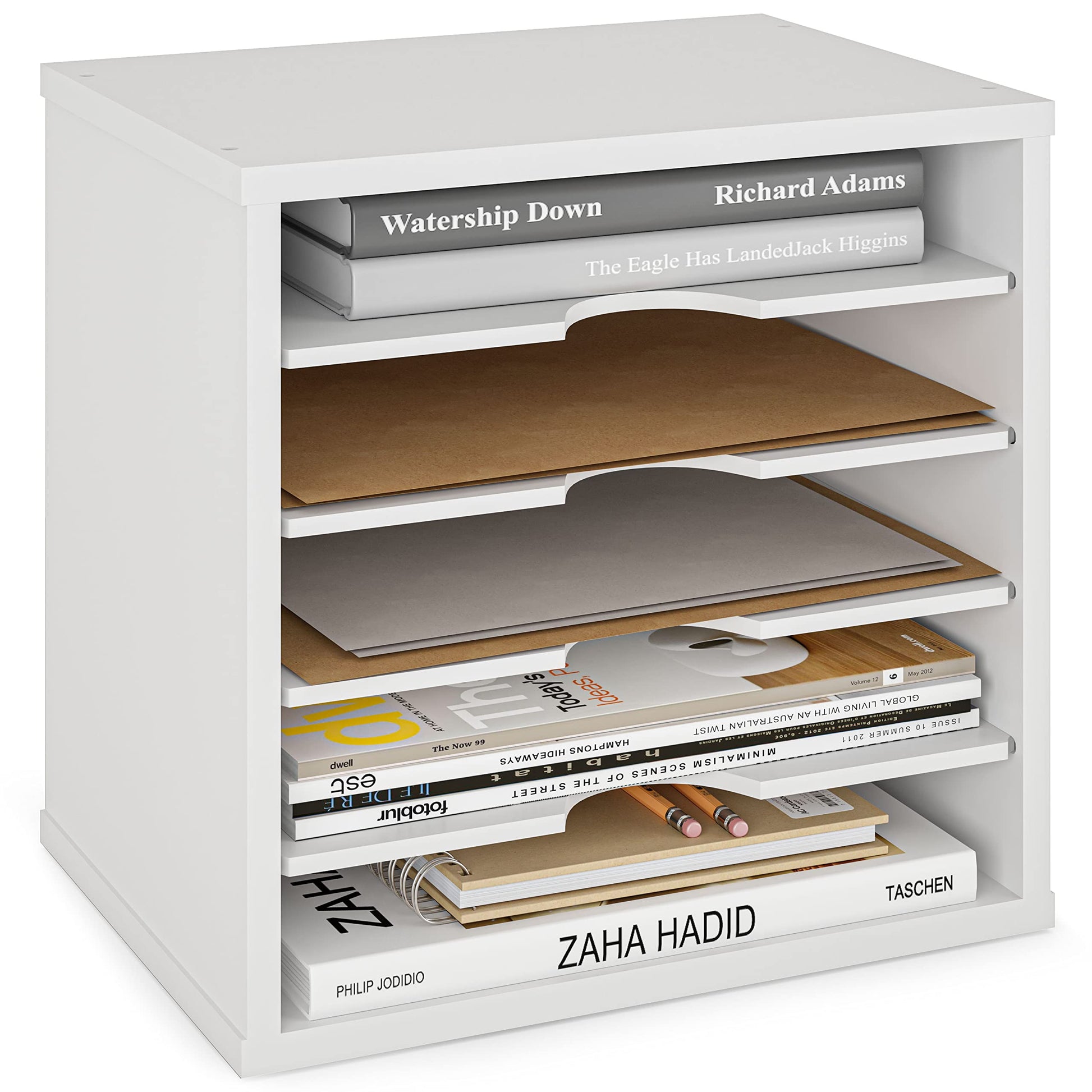Ballucci File Organizer Paper Sorter, 5 Tier Adjustable Shelves Office Desk Organizer, 13 5/8" x 9
