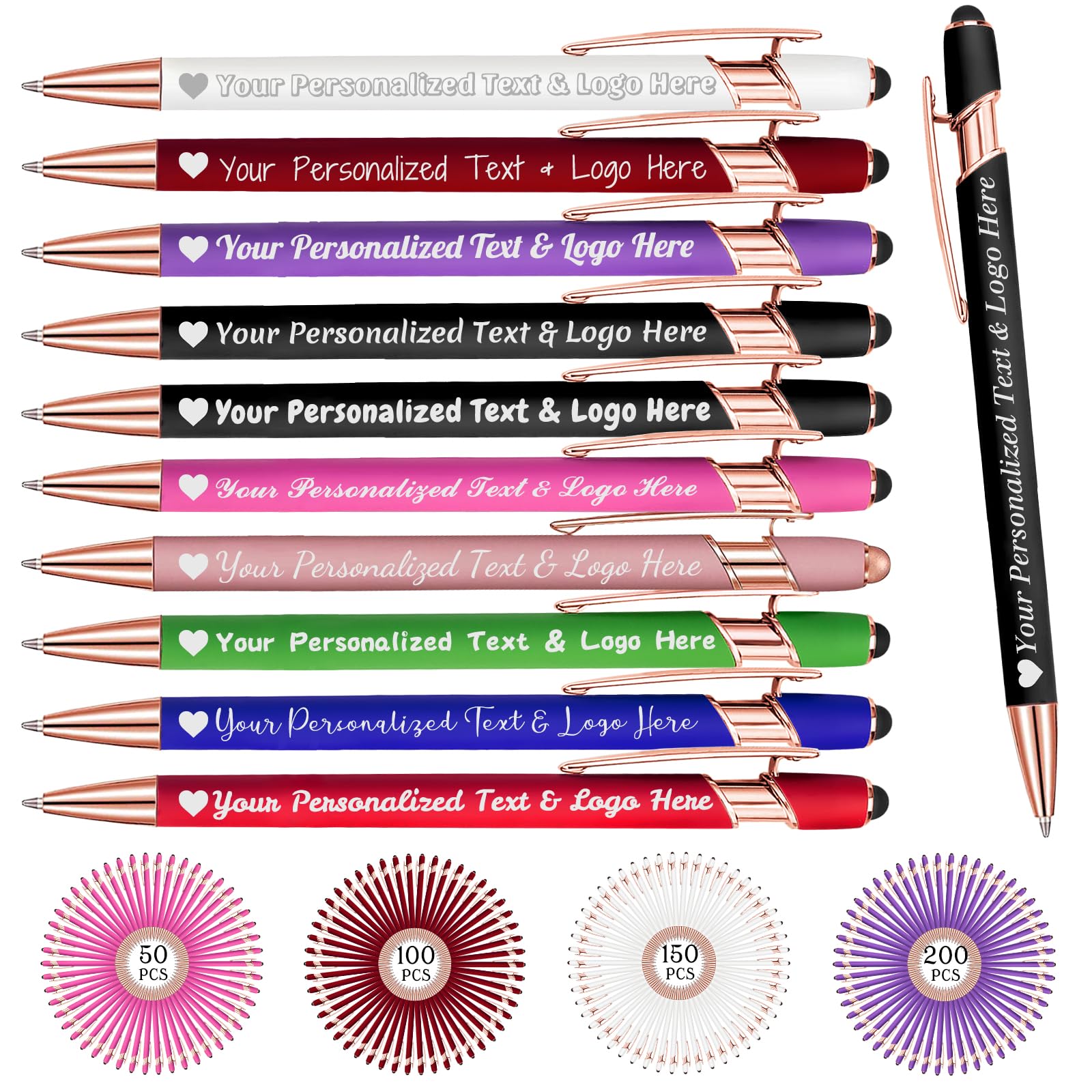 STREADVE Personalized Custom Pens 10 Engraved Writing Pen with Name Logo, Customized Promotional