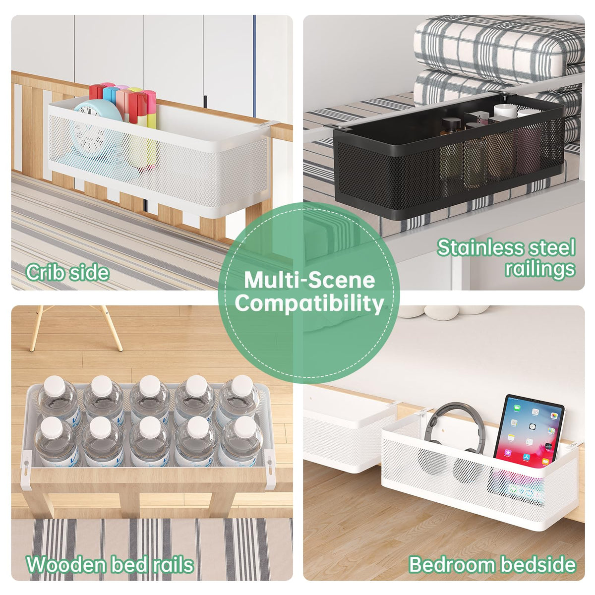 Bedside Caddy Shelf for Bunk Bed, Black, L13.78in*W5.12in*H3.94in