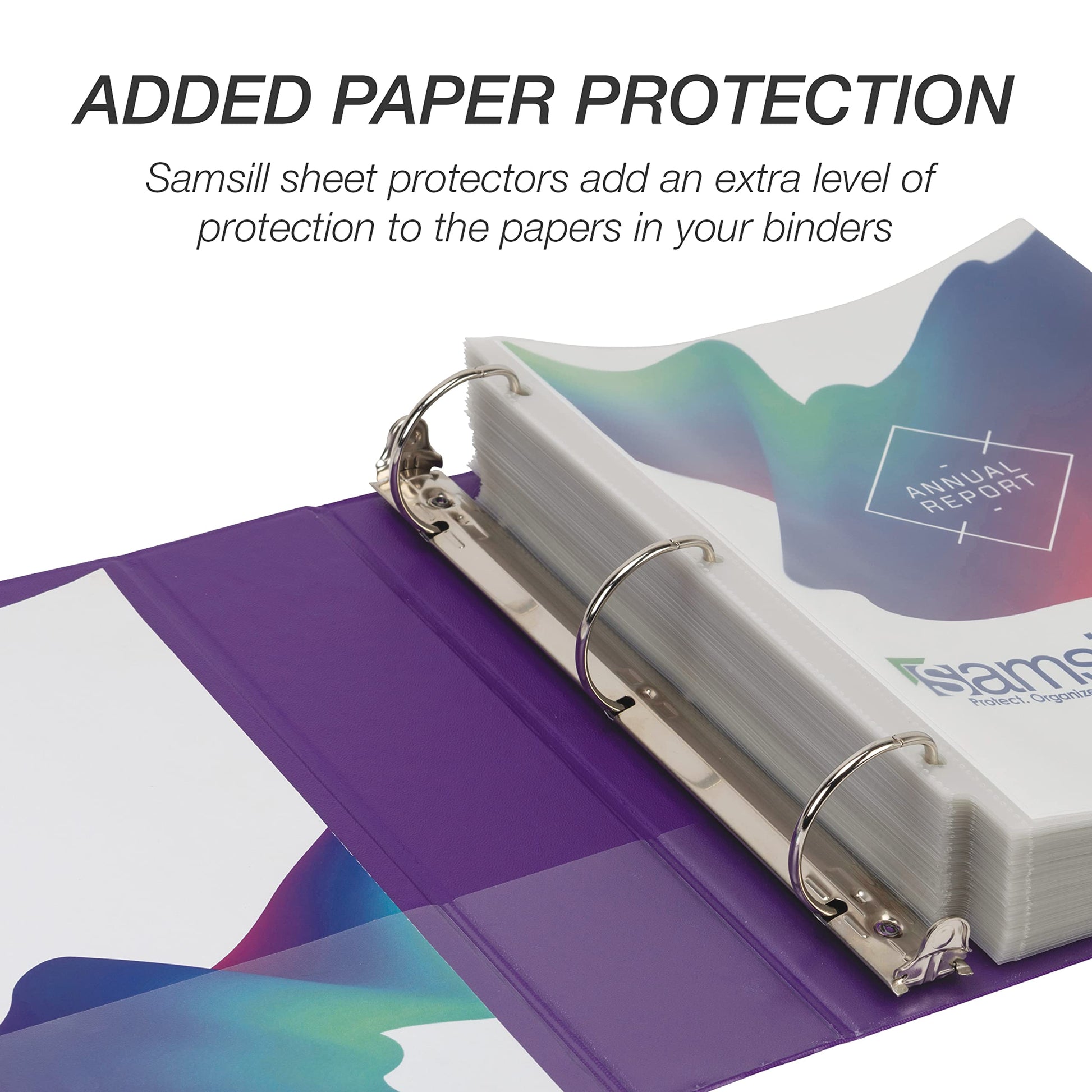 Samsill Durable 2 inch 3 Ring Binder, D Ring Binder, 100% Recycled Chipboard, Purple, 4 Pack