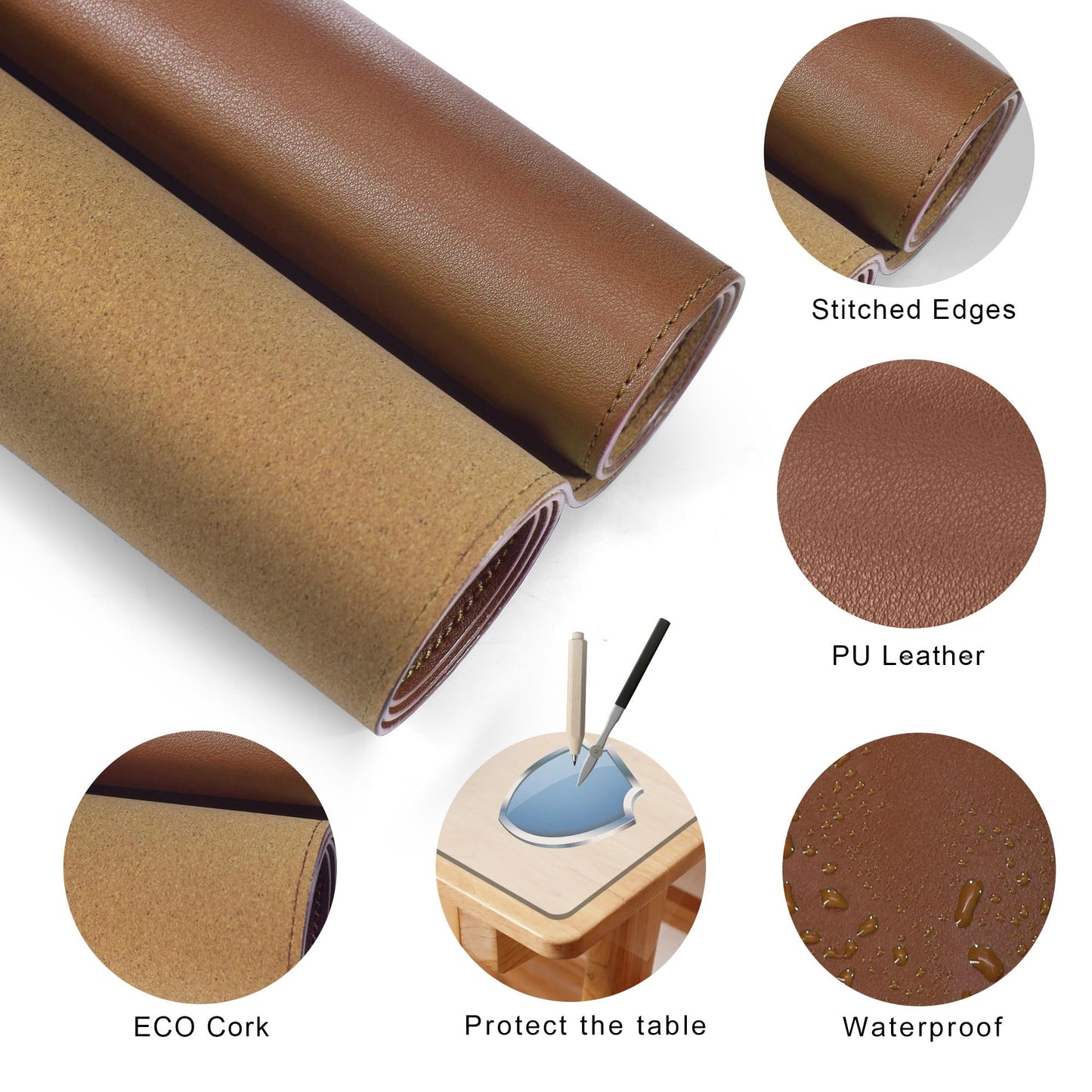 MAIDERN 40” x 24” Leather Desk Pad, Reversible Large Desk Mat, Cork & Leather Large Mouse pad for